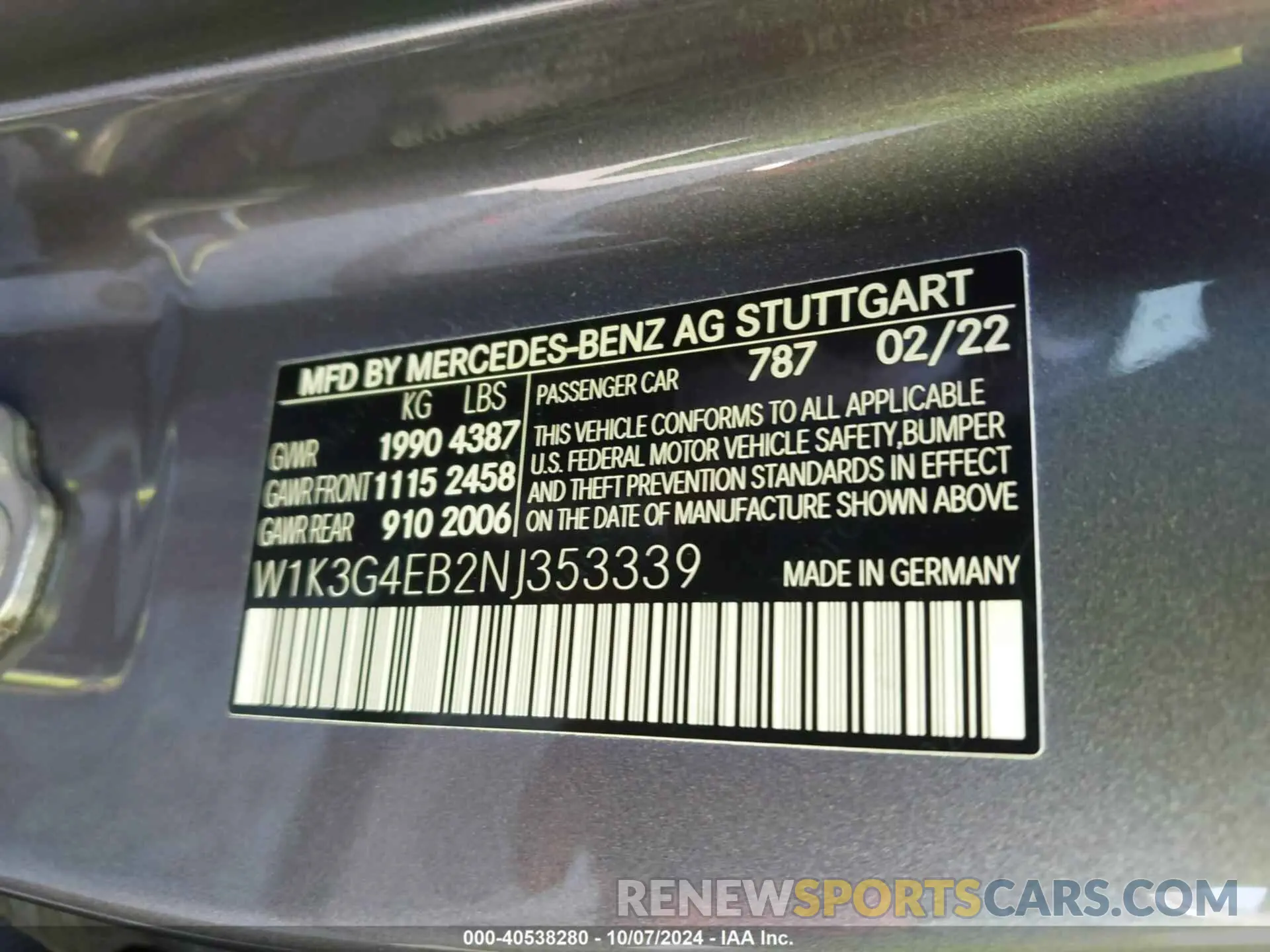 9 Photograph of a damaged car W1K3G4EB2NJ353339 MERCEDES-BENZ A 220 2022