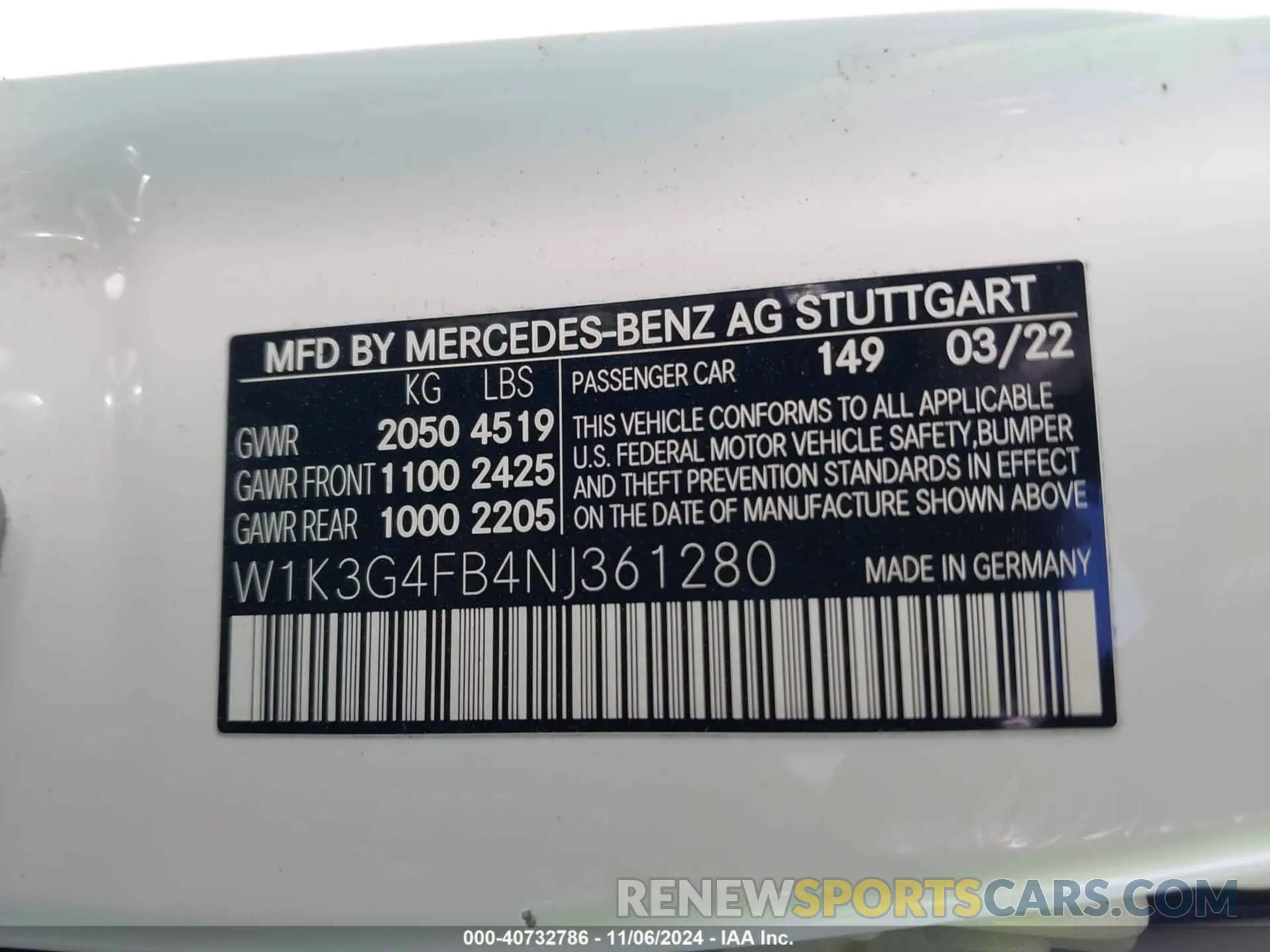 9 Photograph of a damaged car W1K3G4FB4NJ361280 MERCEDES-BENZ A 220 2022