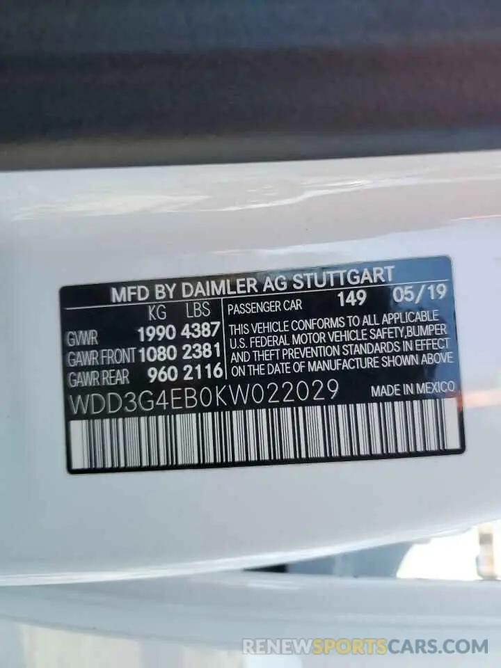 13 Photograph of a damaged car WDD3G4EB0KW022029 MERCEDES-BENZ A-CLASS 2019