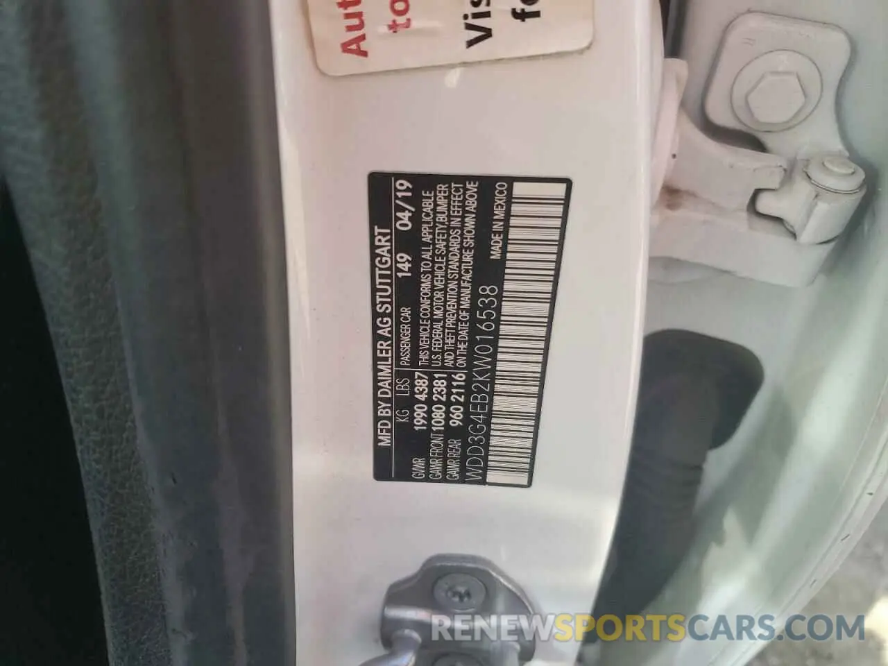 13 Photograph of a damaged car WDD3G4EB2KW016538 MERCEDES-BENZ A-CLASS 2019