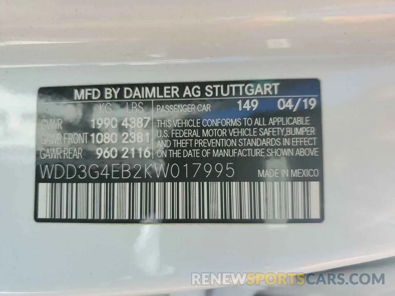 12 Фотография поврежденного автомобиля WDD3G4EB2KW017995 MERCEDES-BENZ A-CLASS 2019