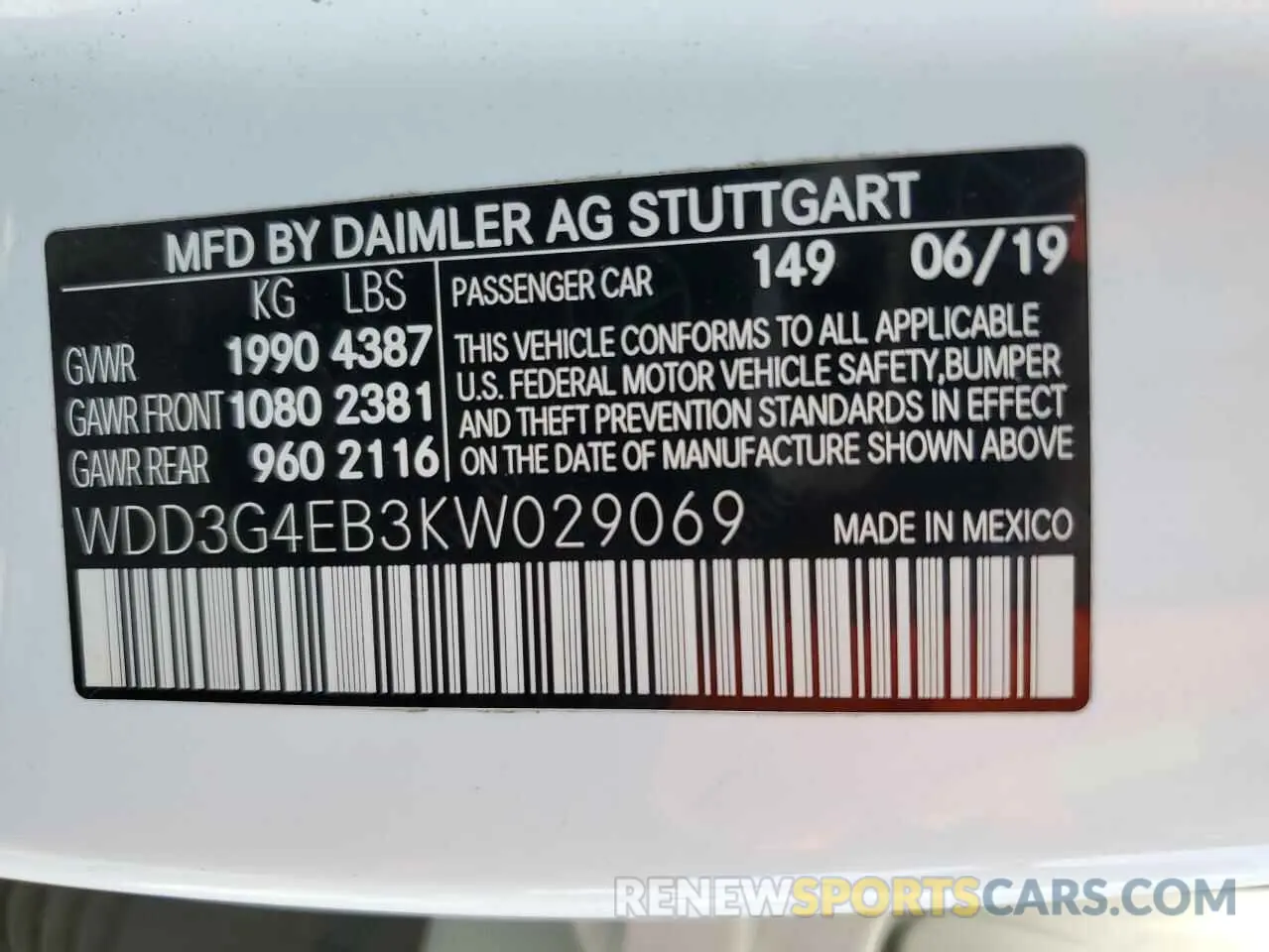 12 Фотография поврежденного автомобиля WDD3G4EB3KW029069 MERCEDES-BENZ A-CLASS 2019
