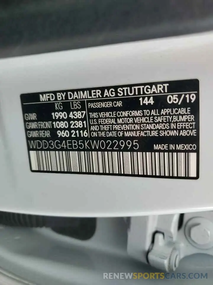 12 Фотография поврежденного автомобиля WDD3G4EB5KW022995 MERCEDES-BENZ A-CLASS 2019