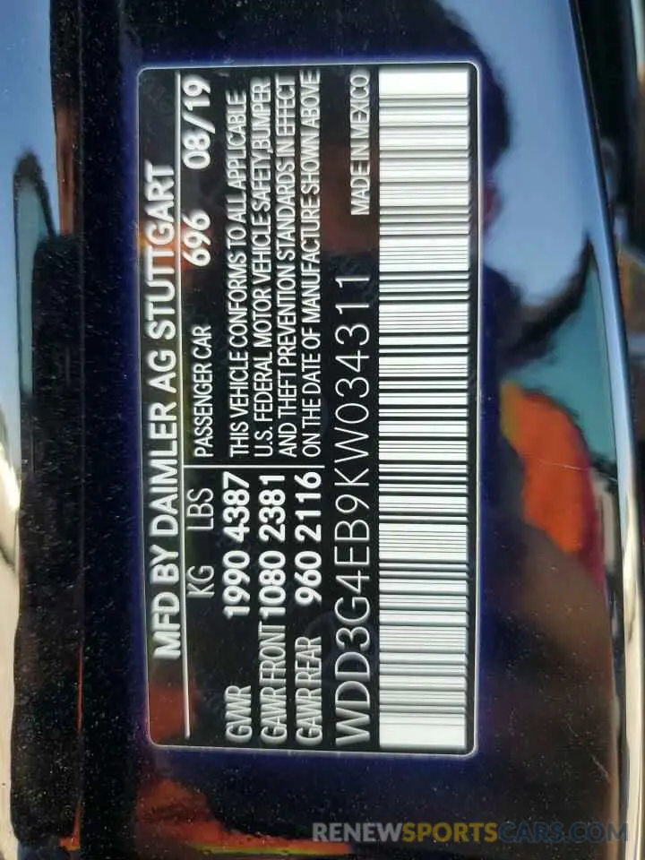 12 Фотография поврежденного автомобиля WDD3G4EB9KW034311 MERCEDES-BENZ A-CLASS 2019