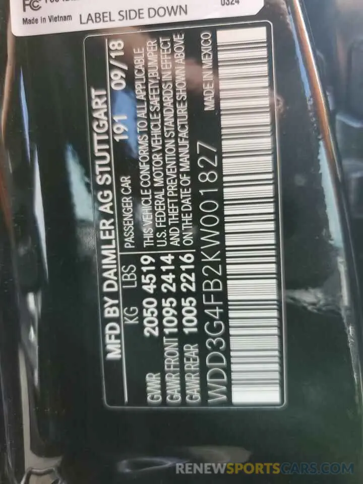 12 Photograph of a damaged car WDD3G4FB2KW001827 MERCEDES-BENZ A-CLASS 2019