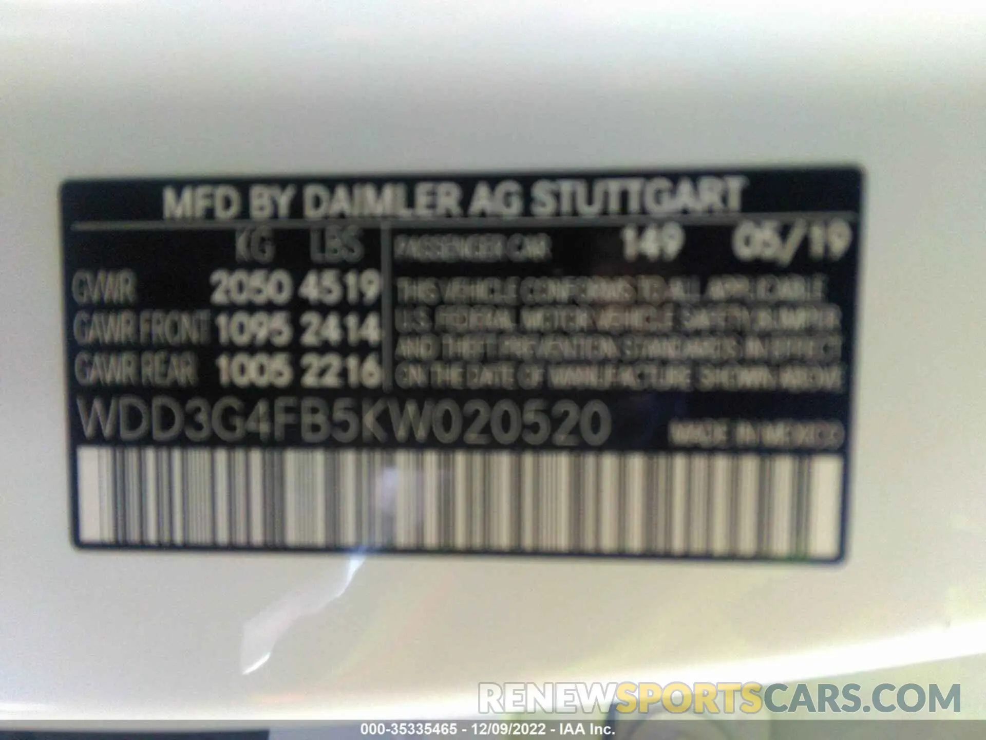 9 Photograph of a damaged car WDD3G4FB5KW020520 MERCEDES-BENZ A-CLASS 2019