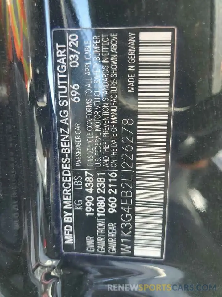 12 Фотография поврежденного автомобиля W1K3G4EB2LJ226278 MERCEDES-BENZ A-CLASS 2020