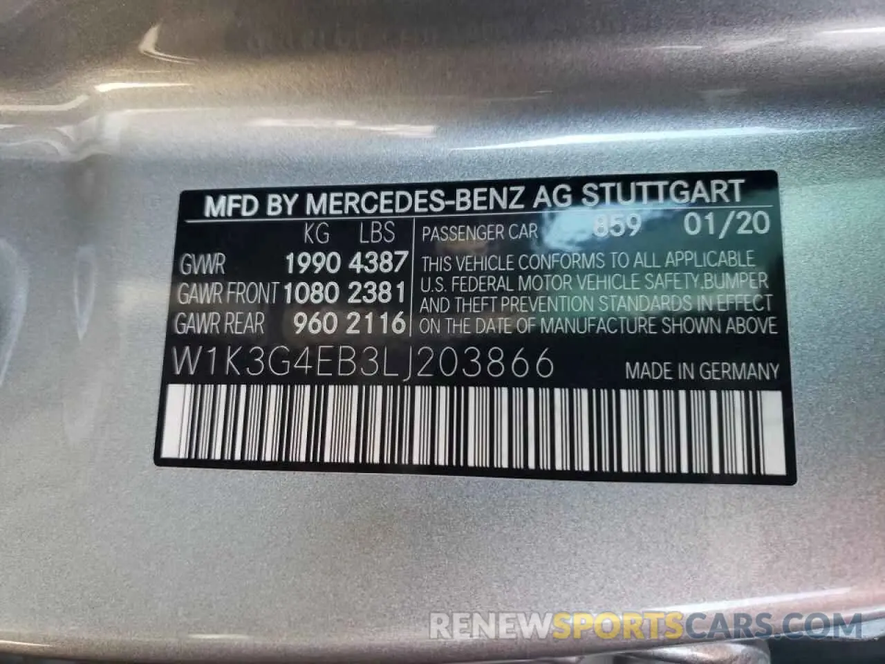 10 Фотография поврежденного автомобиля W1K3G4EB3LJ203866 MERCEDES-BENZ A-CLASS 2020