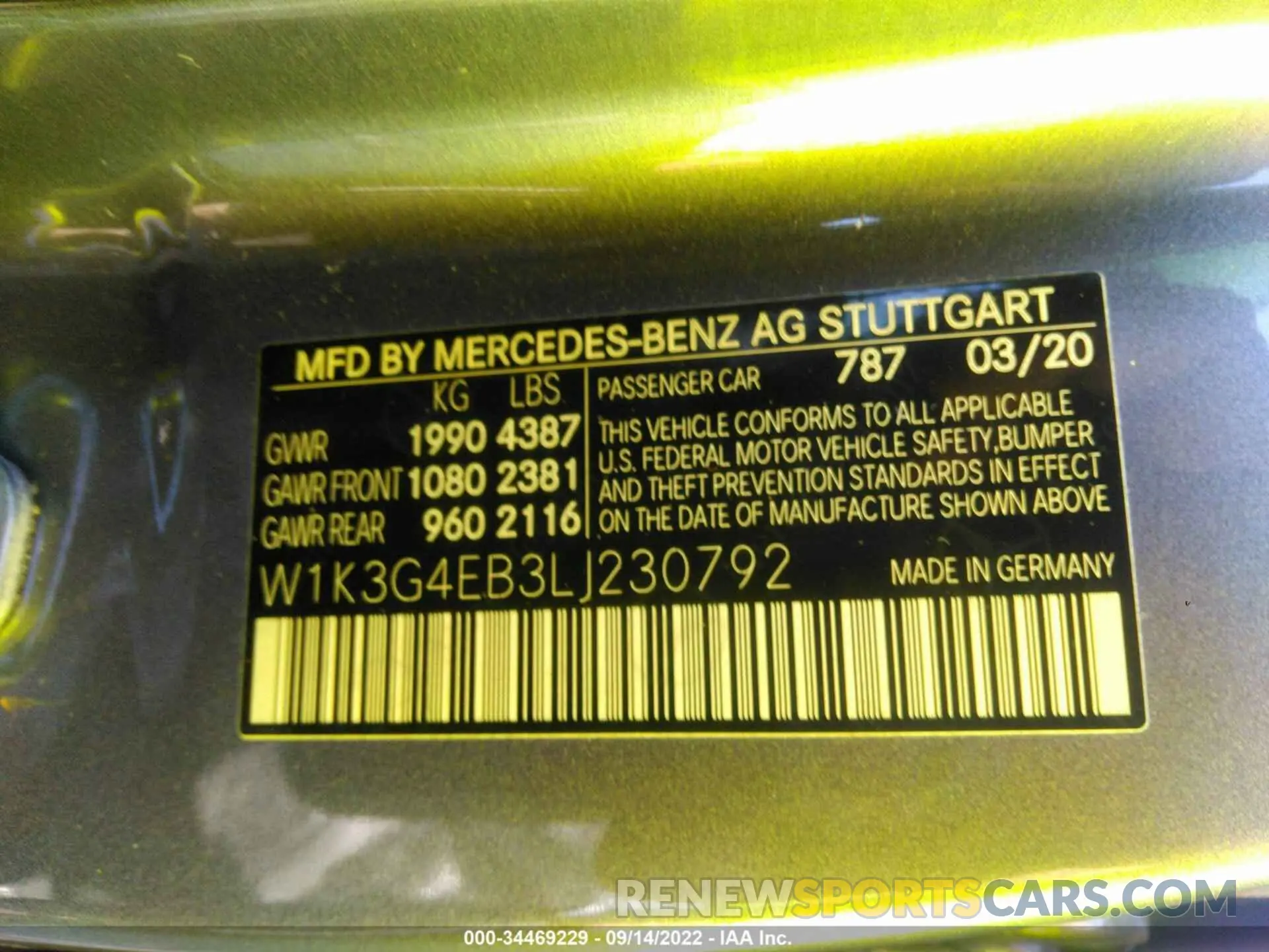9 Photograph of a damaged car W1K3G4EB3LJ230792 MERCEDES-BENZ A-CLASS 2020