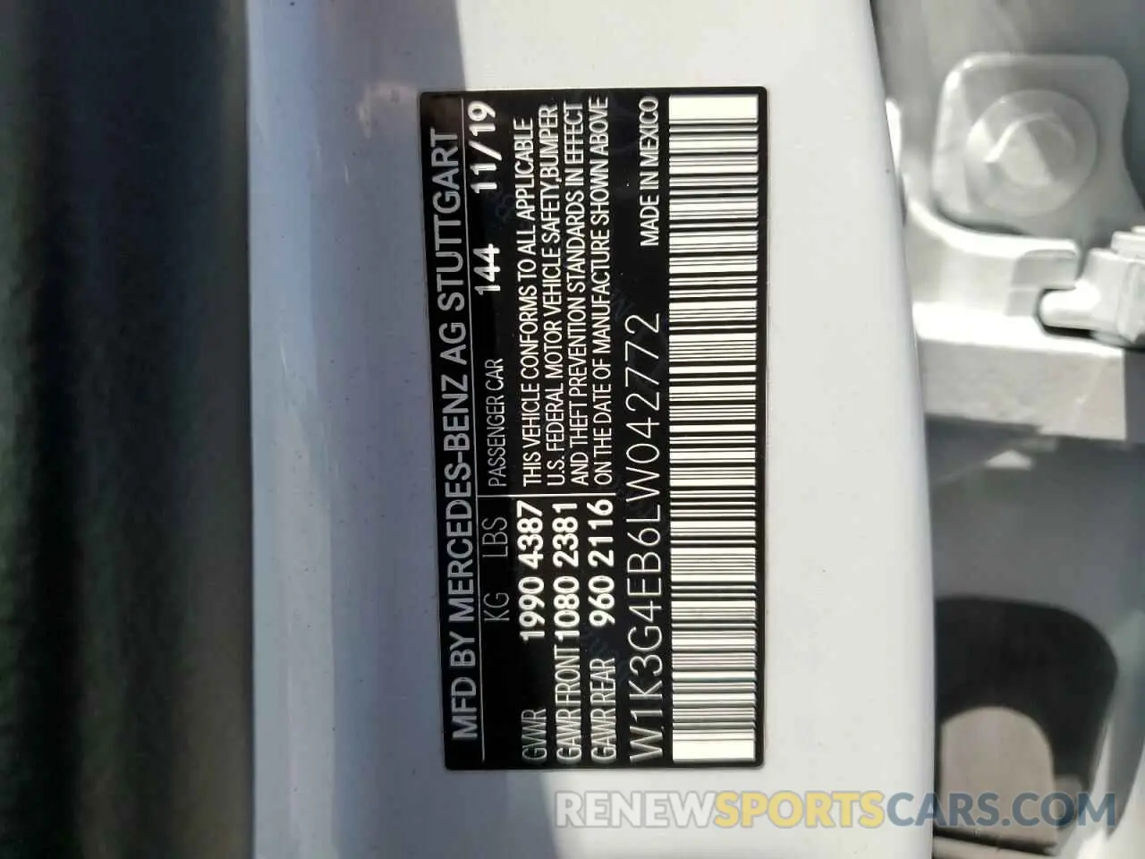 13 Photograph of a damaged car W1K3G4EB6LW042772 MERCEDES-BENZ A-CLASS 2020