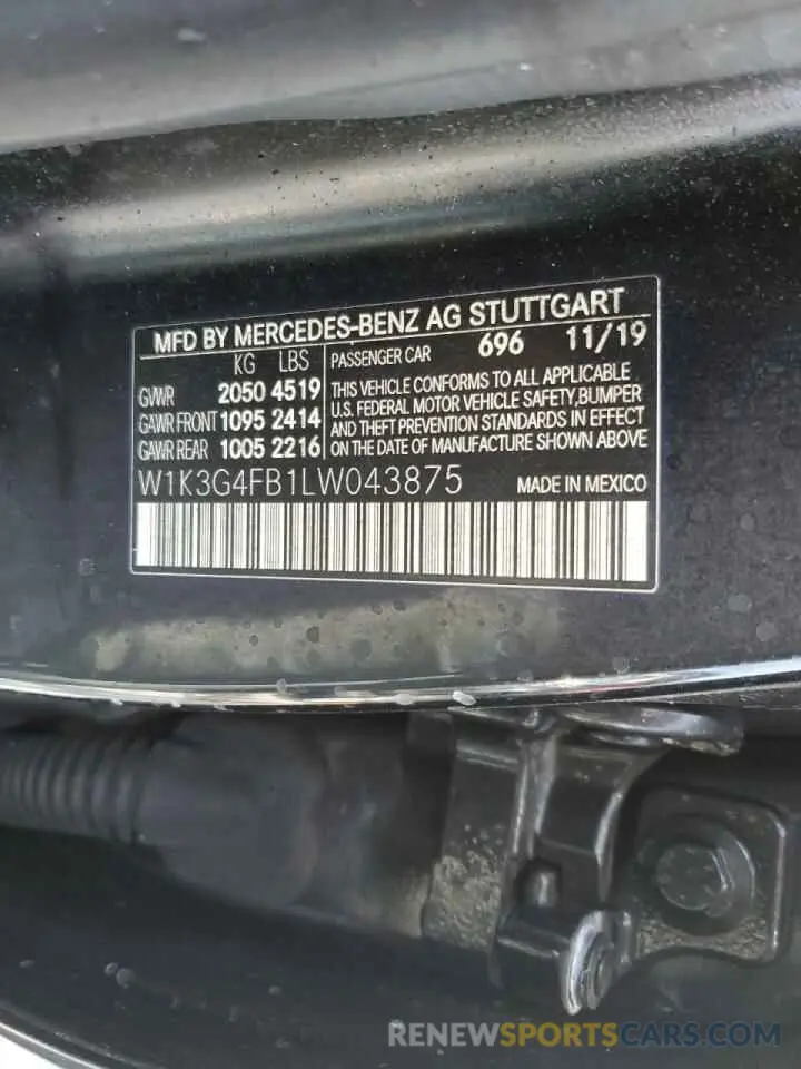 12 Фотография поврежденного автомобиля W1K3G4FB1LW043875 MERCEDES-BENZ A-CLASS 2020