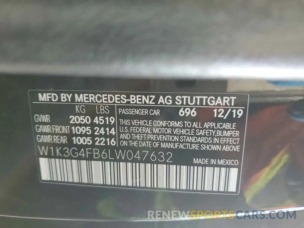 12 Фотография поврежденного автомобиля W1K3G4FB6LW047632 MERCEDES-BENZ A-CLASS 2020