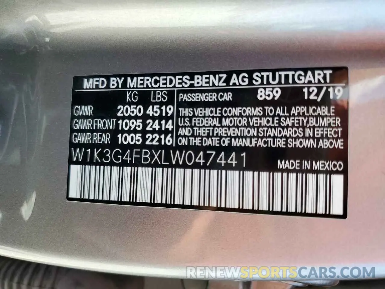 12 Photograph of a damaged car W1K3G4FBXLW047441 MERCEDES-BENZ A-CLASS 2020
