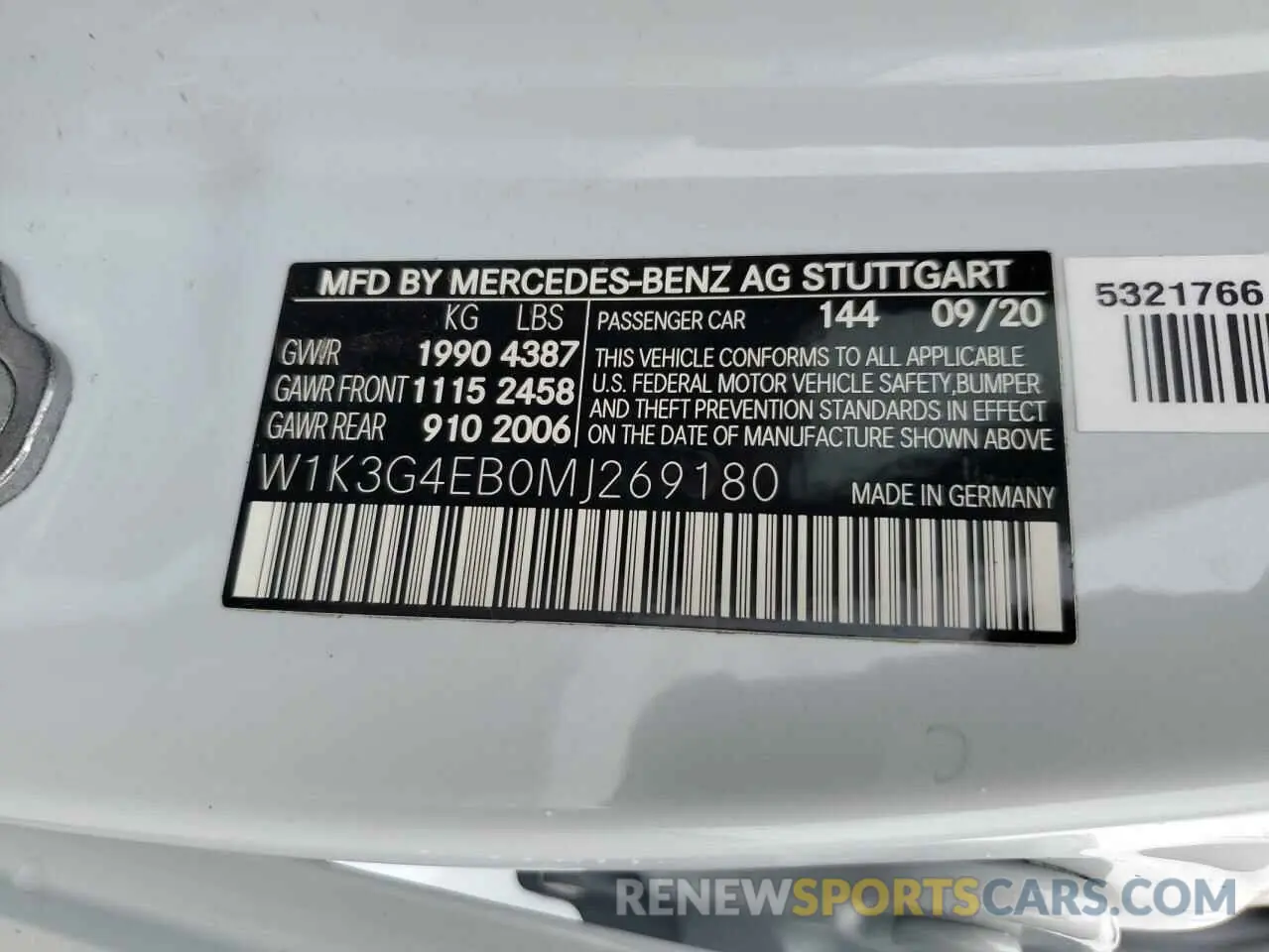 13 Photograph of a damaged car W1K3G4EB0MJ269180 MERCEDES-BENZ A-CLASS 2021