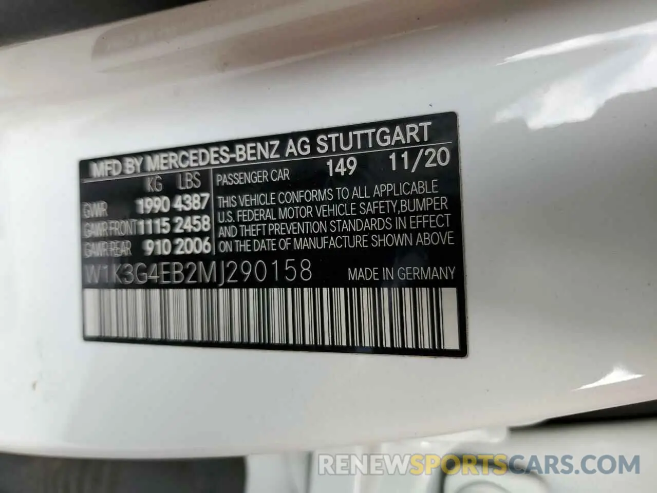 12 Фотография поврежденного автомобиля W1K3G4EB2MJ290158 MERCEDES-BENZ A-CLASS 2021