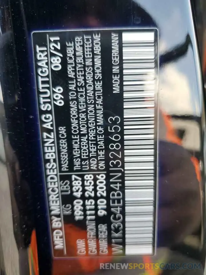 12 Фотография поврежденного автомобиля W1K3G4EB4NJ328653 MERCEDES-BENZ A-CLASS 2022