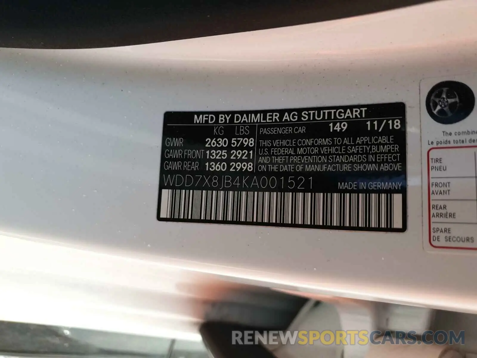 10 Фотография поврежденного автомобиля WDD7X8JB4KA001521 MERCEDES-BENZ AMG 2019