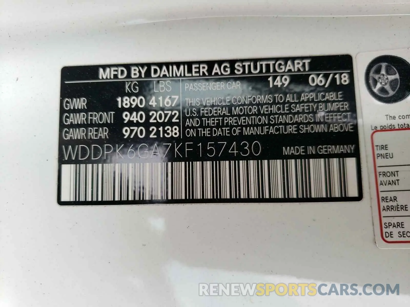 10 Photograph of a damaged car WDDPK6GA7KF157430 MERCEDES-BENZ AMG 2019