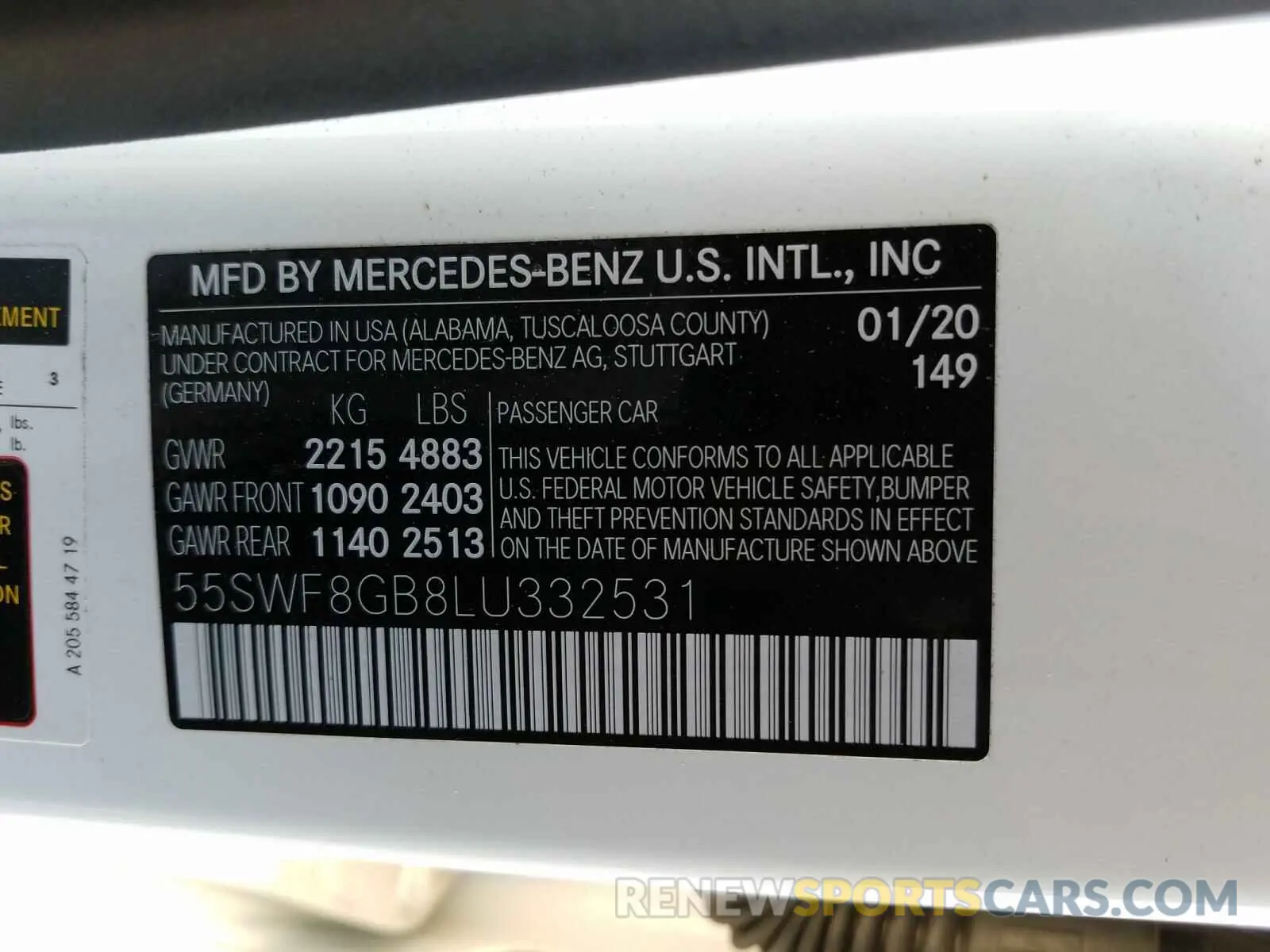 10 Photograph of a damaged car 55SWF8GB8LU332531 MERCEDES-BENZ AMG 2020