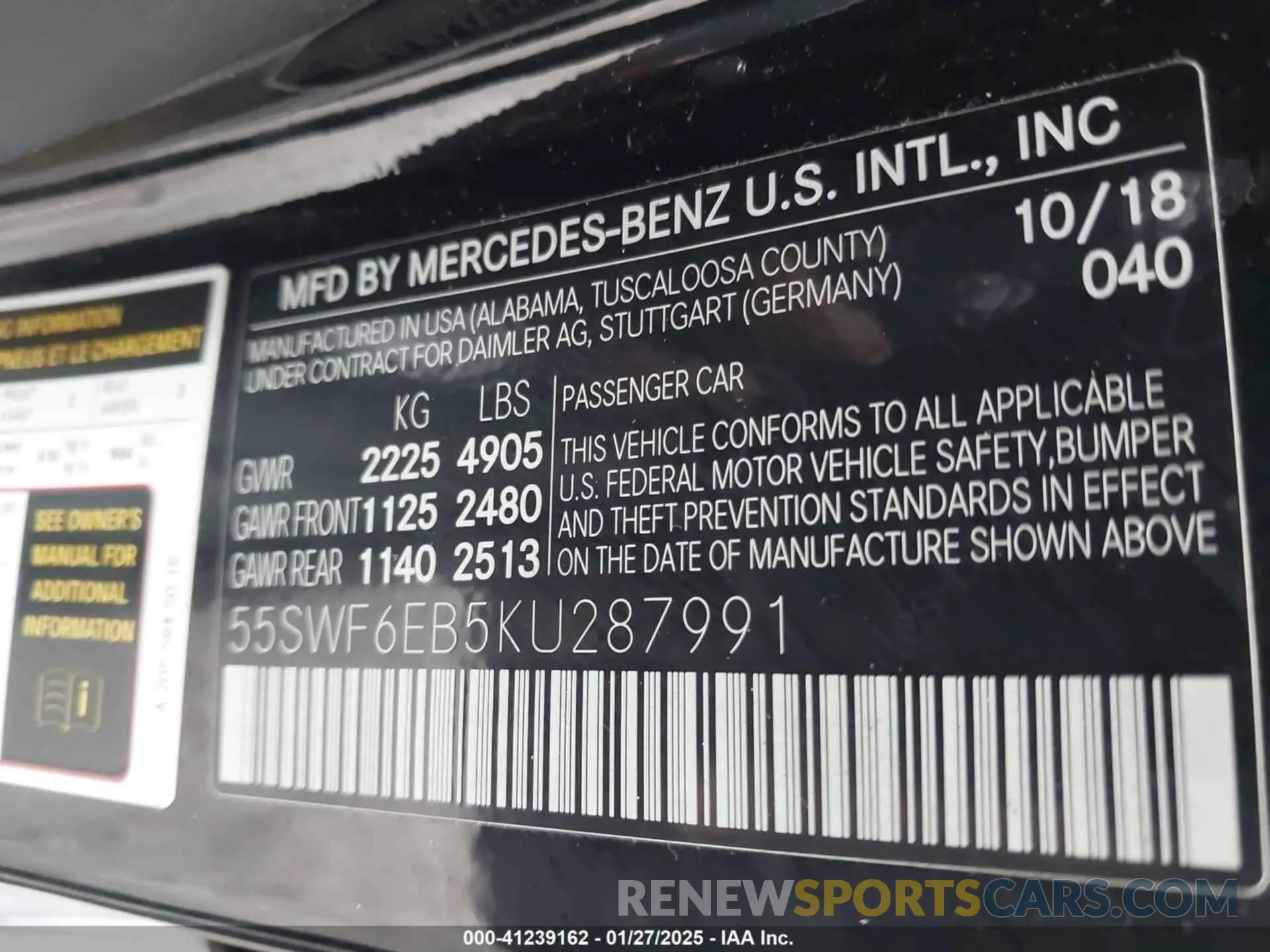 9 Фотография поврежденного автомобиля 55SWF6EB5KU287991 MERCEDES-BENZ AMG C 43 2019