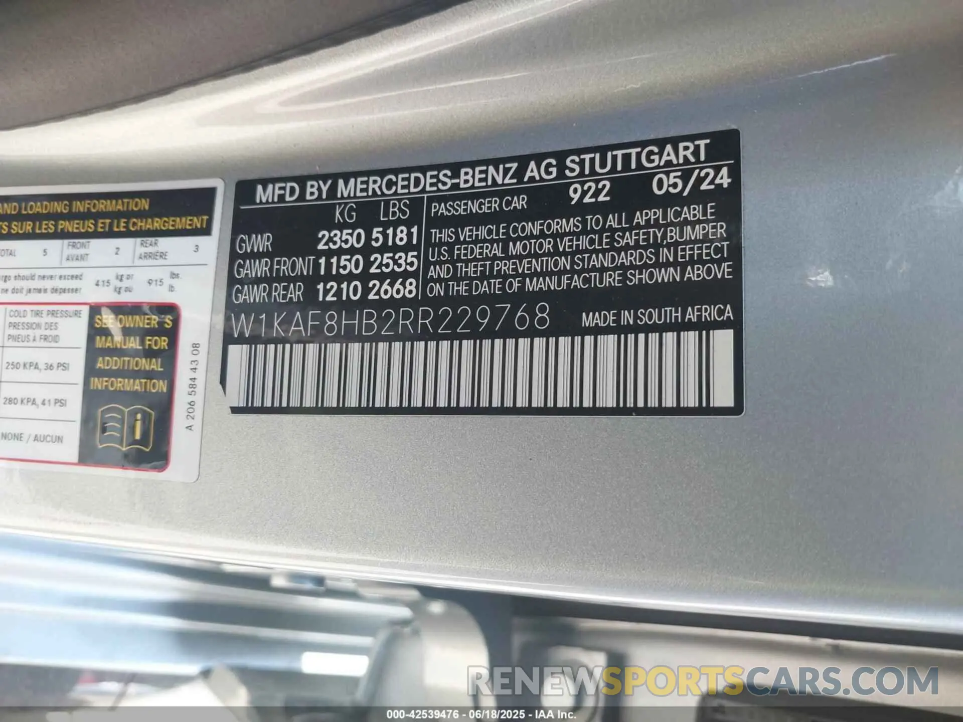 9 Фотография поврежденного автомобиля W1KAF8HB2RR229768 MERCEDES-BENZ AMG C 43 2024