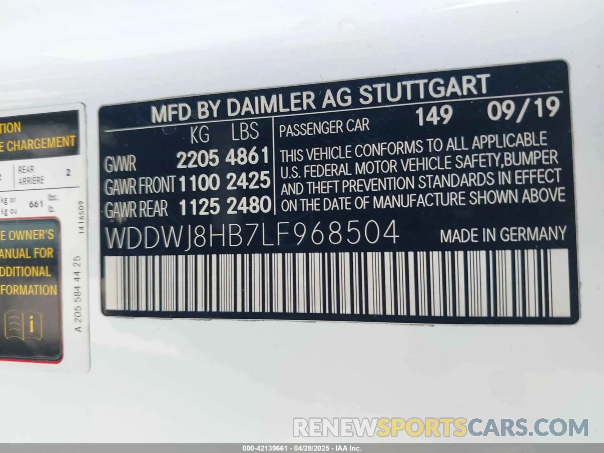 9 Фотография поврежденного автомобиля WDDWJ8HB7LF968504 MERCEDES-BENZ AMG C 63 2020