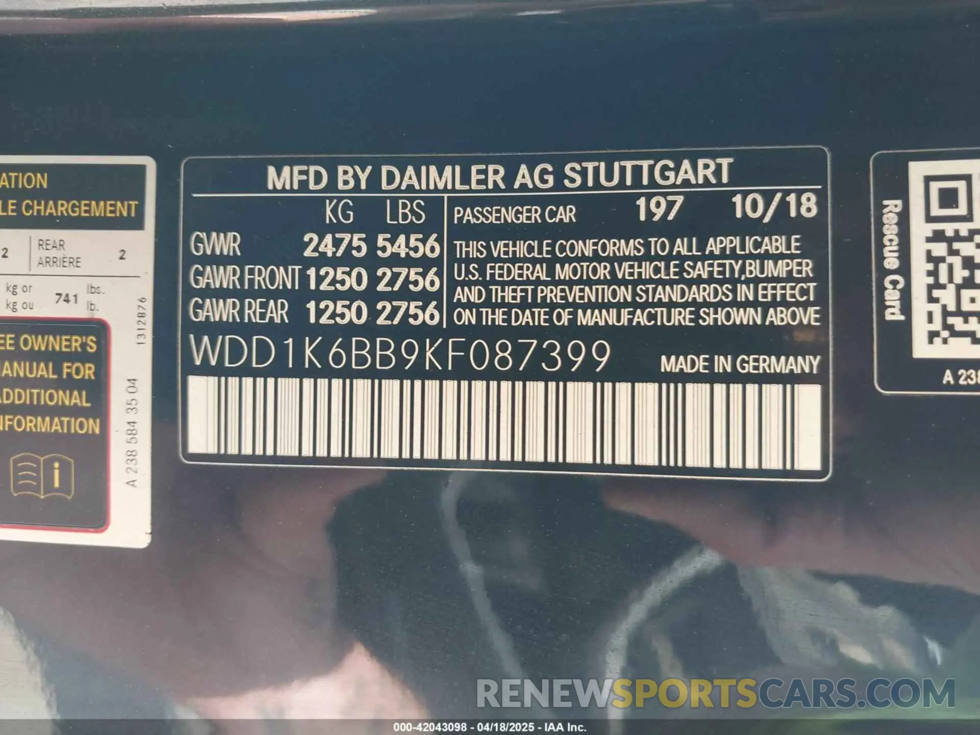 9 Фотография поврежденного автомобиля WDD1K6BB9KF087399 MERCEDES-BENZ AMG E 53 2019