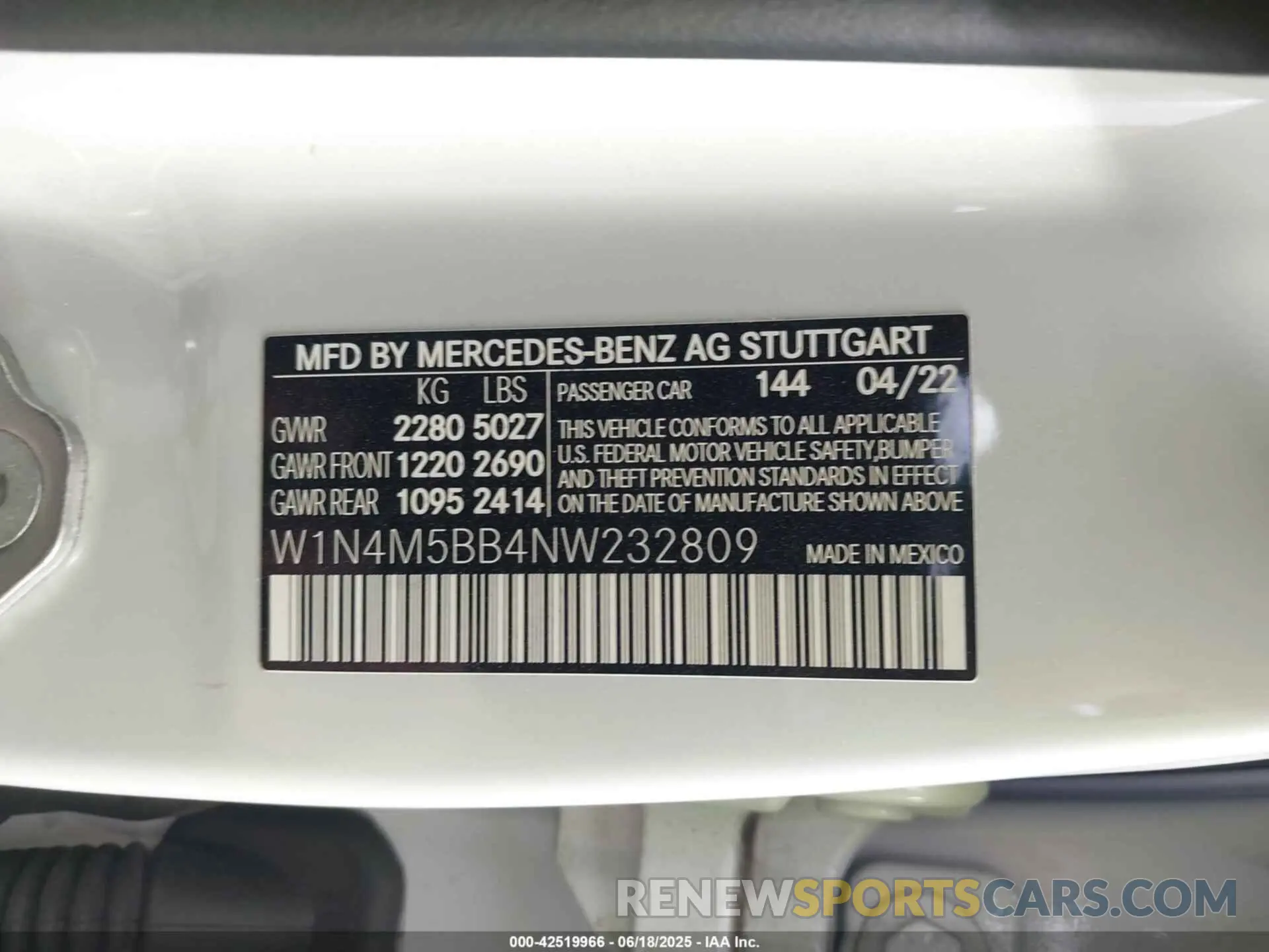 9 Фотография поврежденного автомобиля W1N4M5BB4NW232809 MERCEDES-BENZ AMG GLB 35 2022