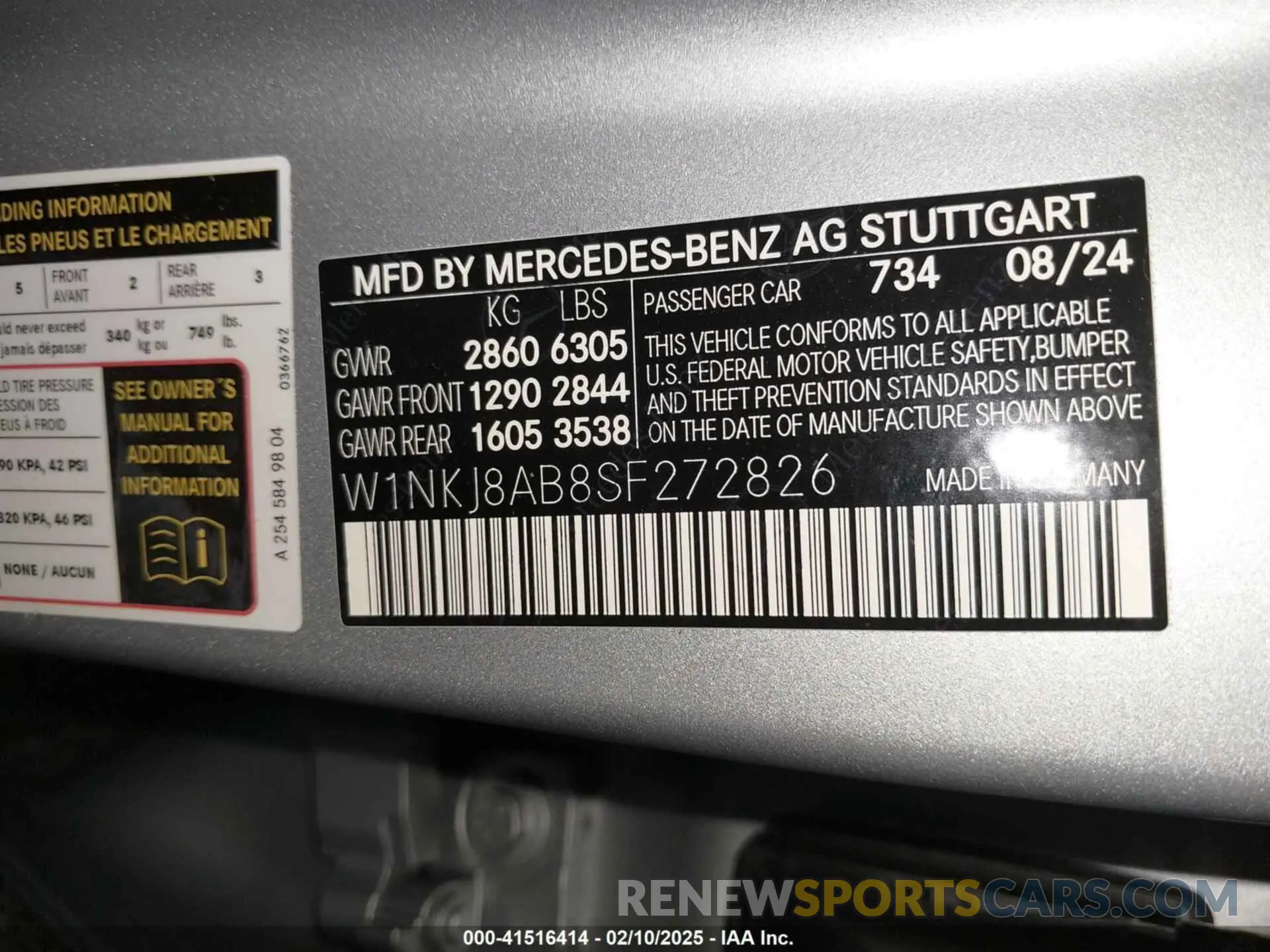9 Фотография поврежденного автомобиля W1NKJ8AB8SF272826 MERCEDES-BENZ AMG GLC 63 COUPE 2025