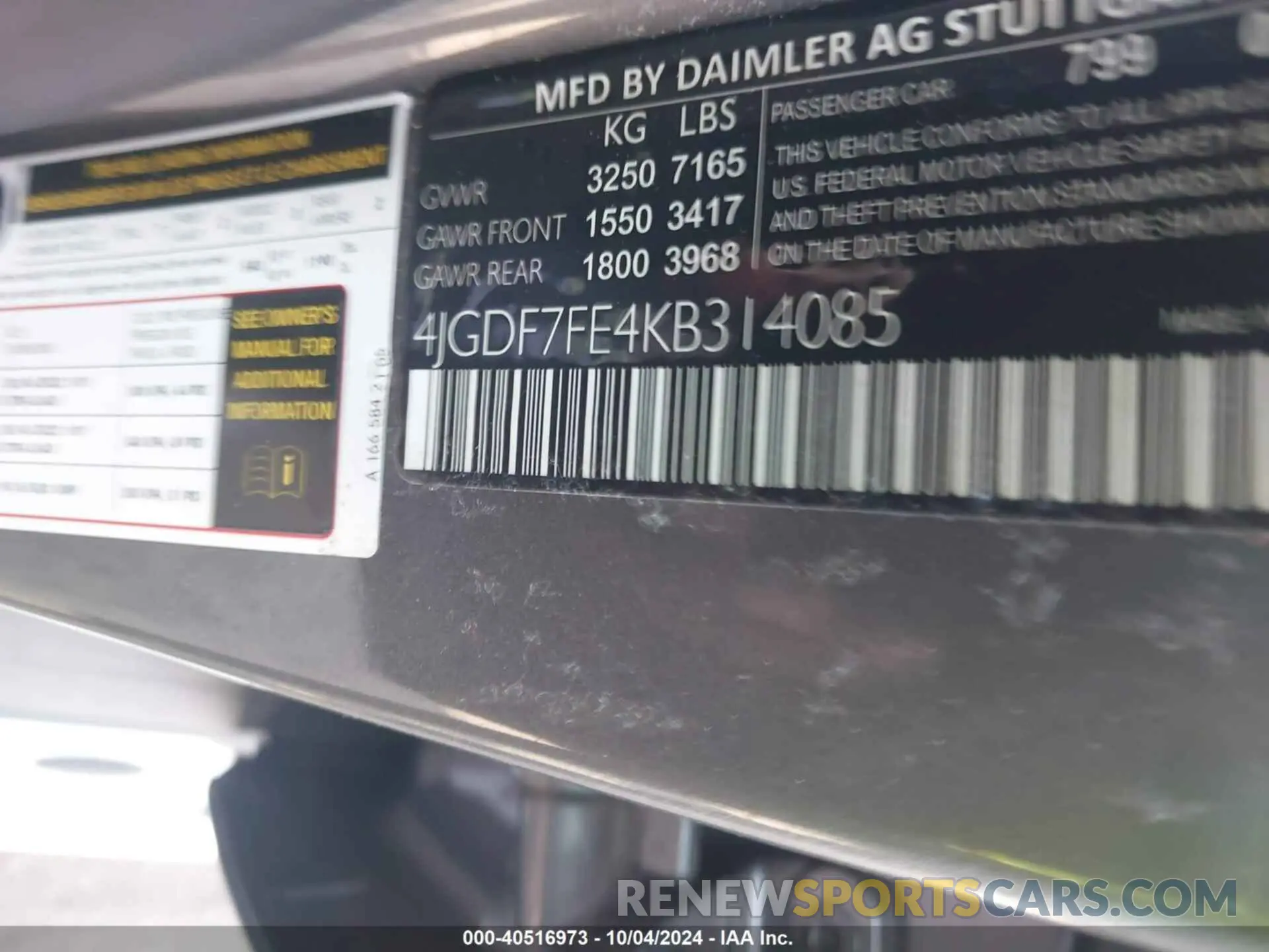 9 Photograph of a damaged car 4JGDF7FE4KB314085 MERCEDES-BENZ AMG GLS 63 2019