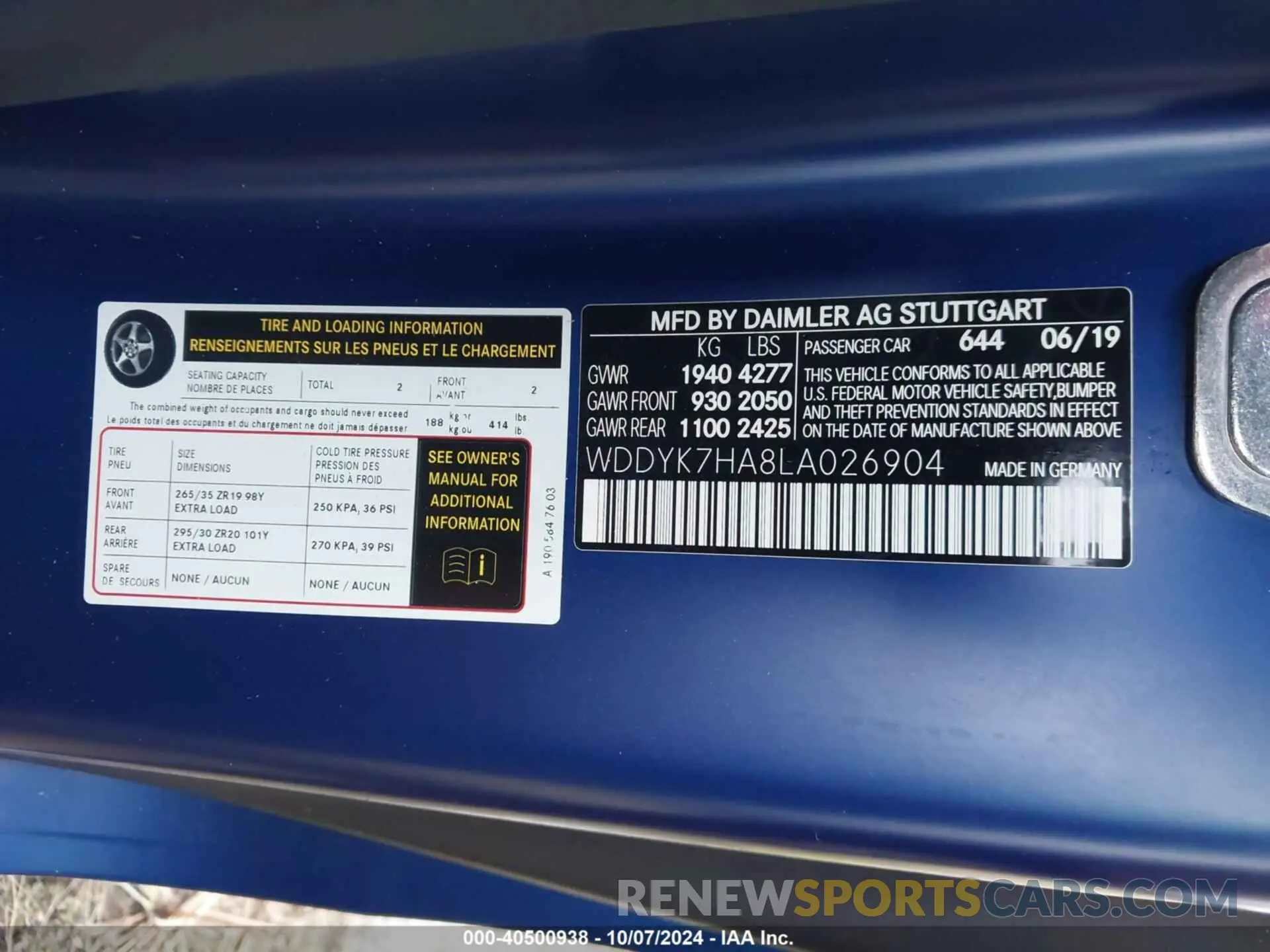 9 Photograph of a damaged car WDDYK7HA8LA026904 MERCEDES-BENZ AMG GT 2020