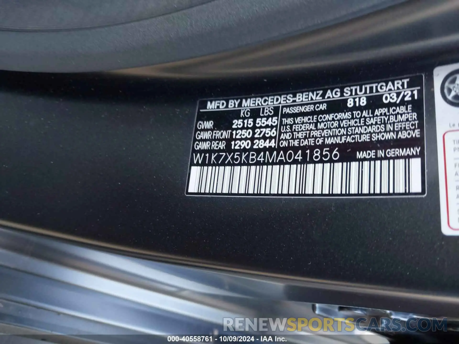 9 Фотография поврежденного автомобиля W1K7X5KB4MA041856 MERCEDES-BENZ AMG GT 43 4-DOOR COUPE 2021