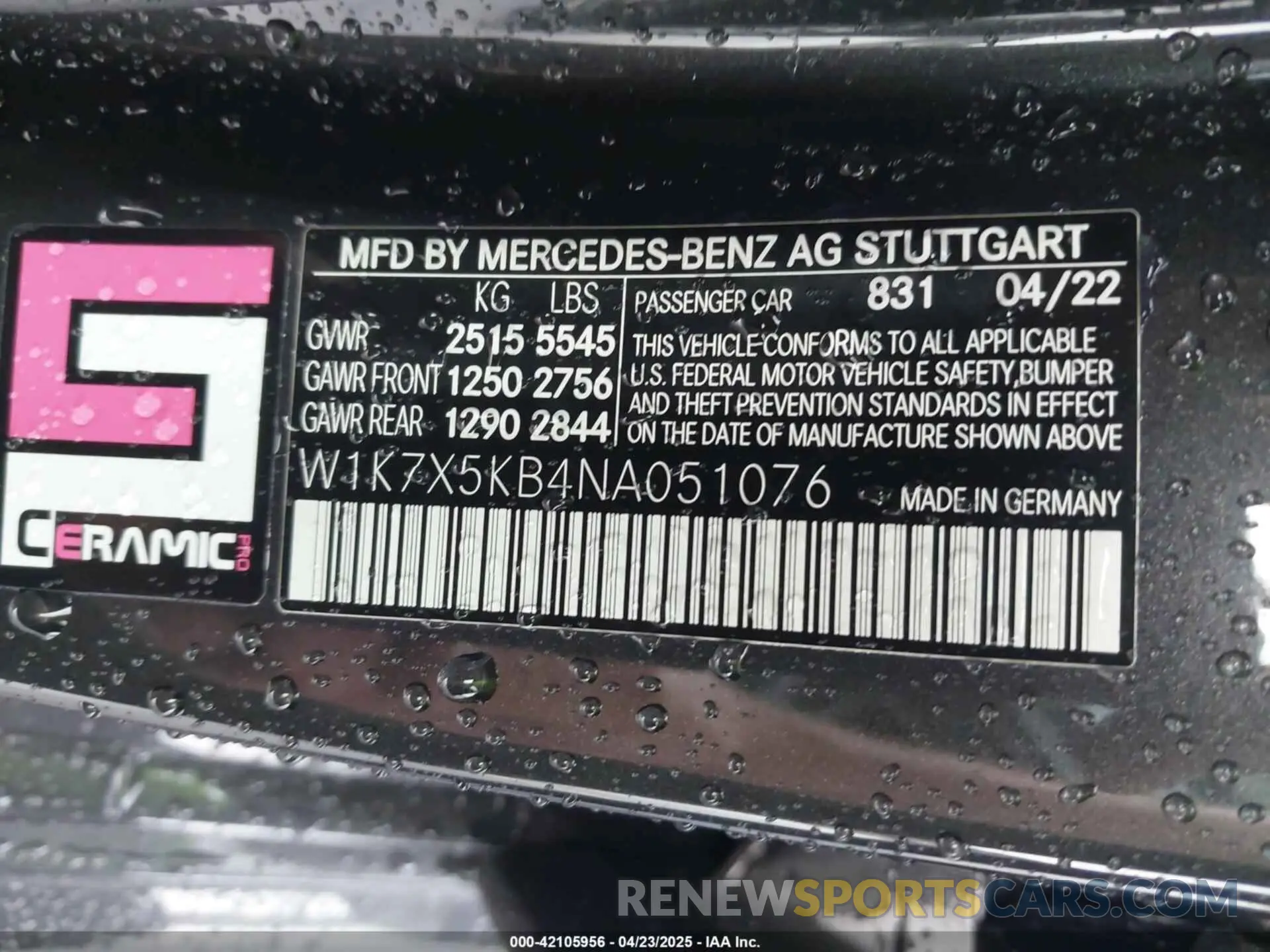 9 Фотография поврежденного автомобиля W1K7X5KB4NA051076 MERCEDES-BENZ AMG GT 43 4-DOOR COUPE 2022