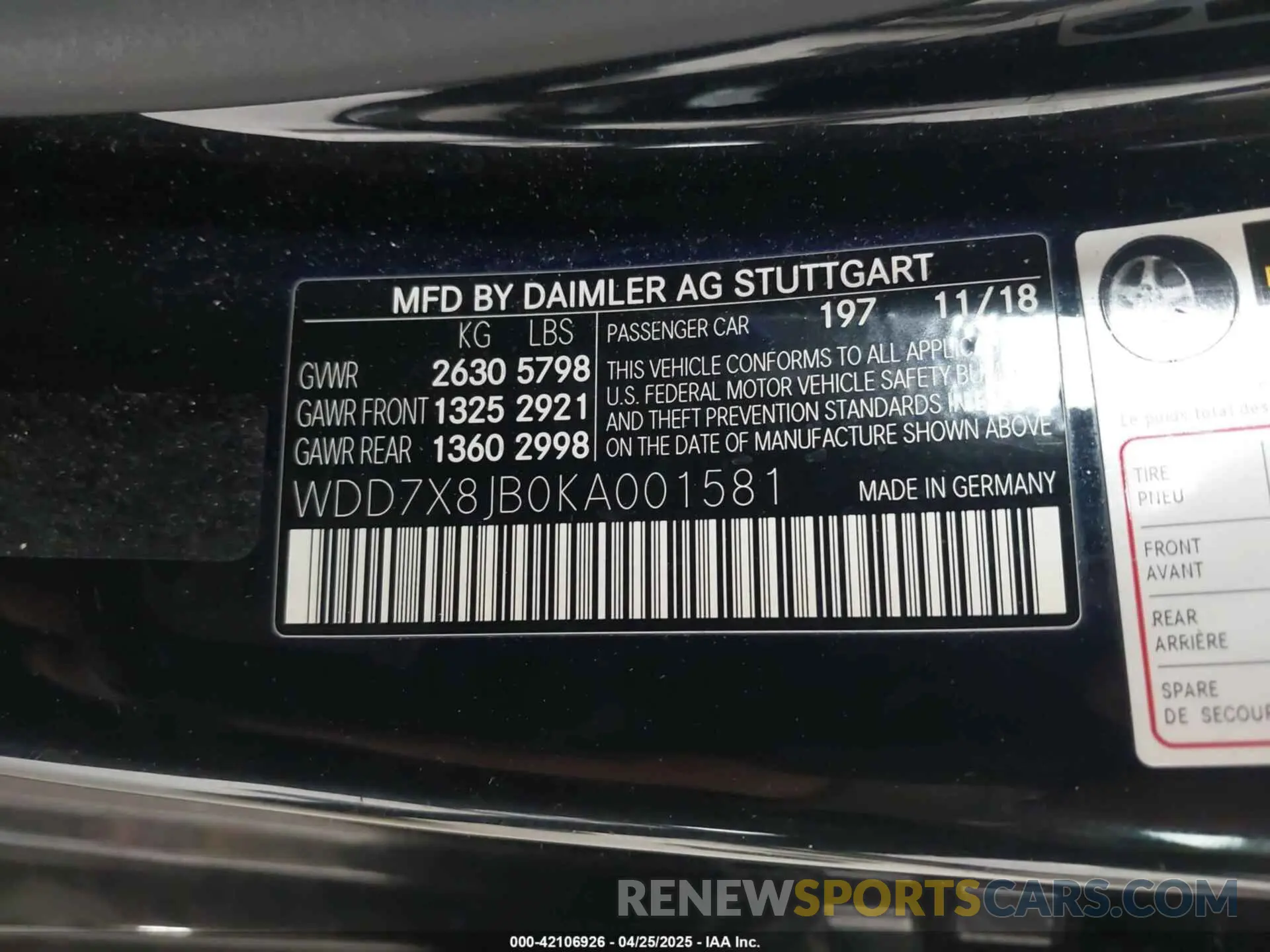 9 Фотография поврежденного автомобиля WDD7X8JB0KA001581 MERCEDES-BENZ AMG GT 63 4-DOOR COUPE 2019