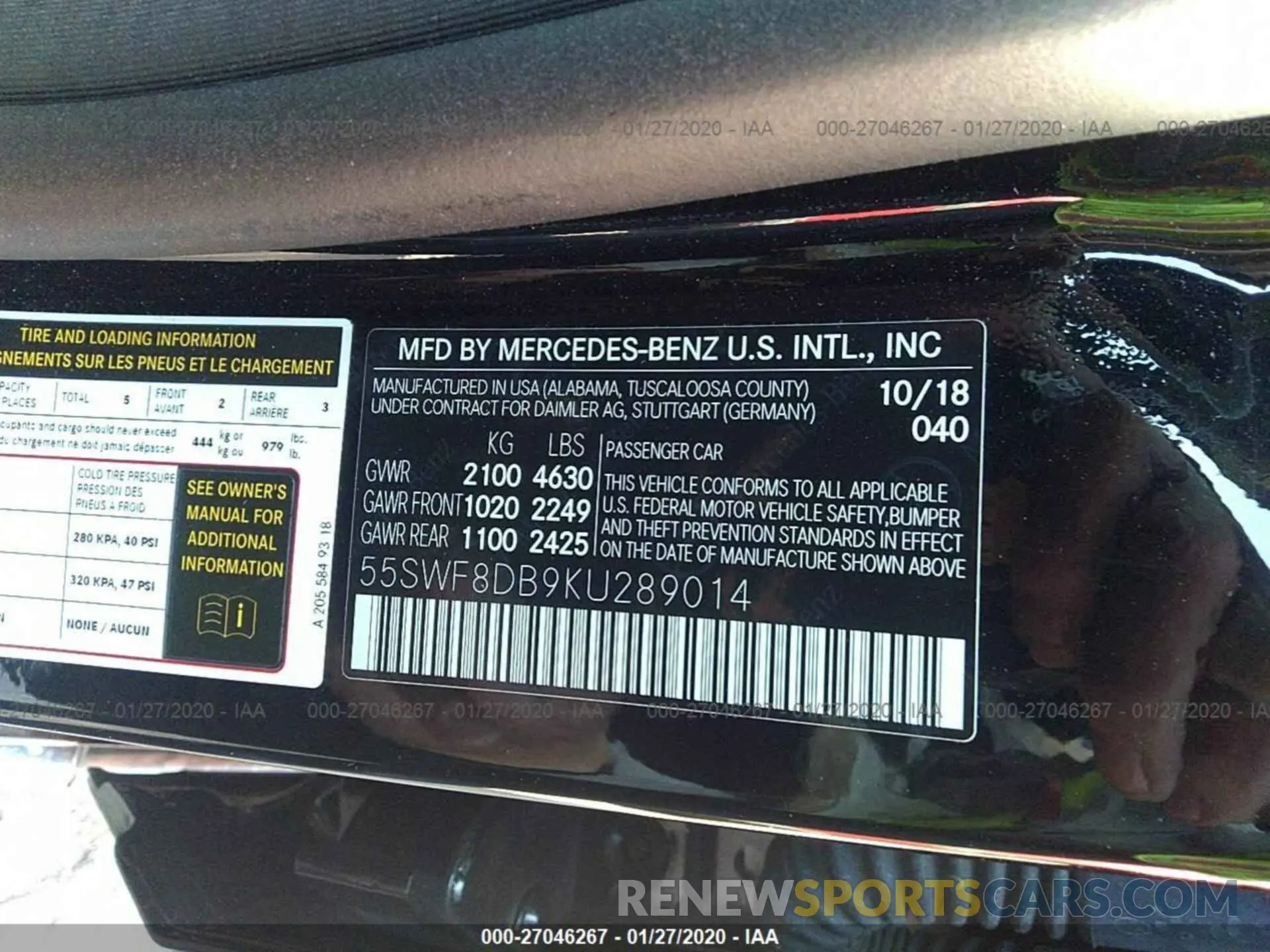 9 Photograph of a damaged car 55SWF8DB9KU289014 MERCEDES-BENZ C 2019