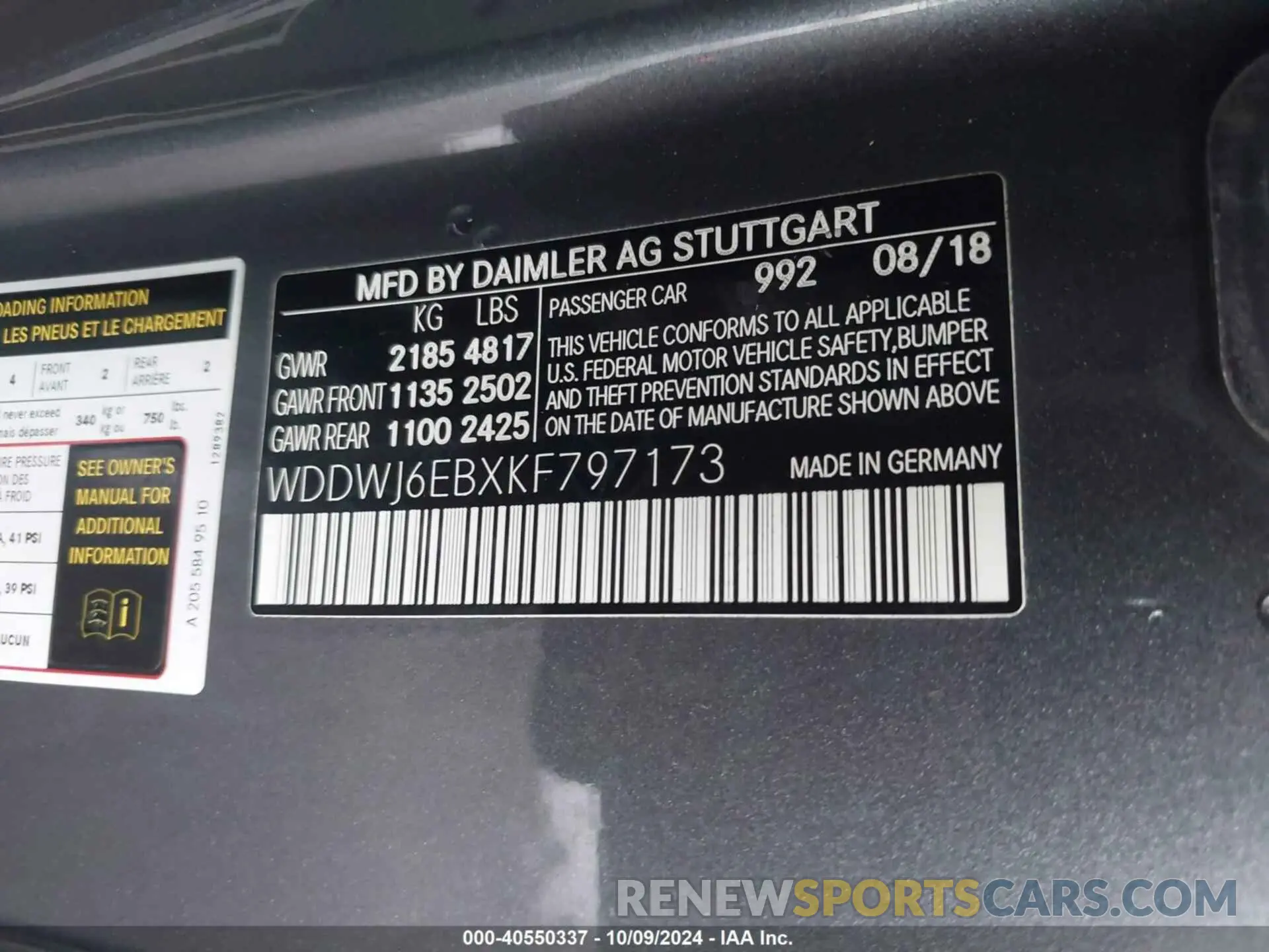 9 Photograph of a damaged car WDDWJ6EBXKF797173 MERCEDES-BENZ C 2019