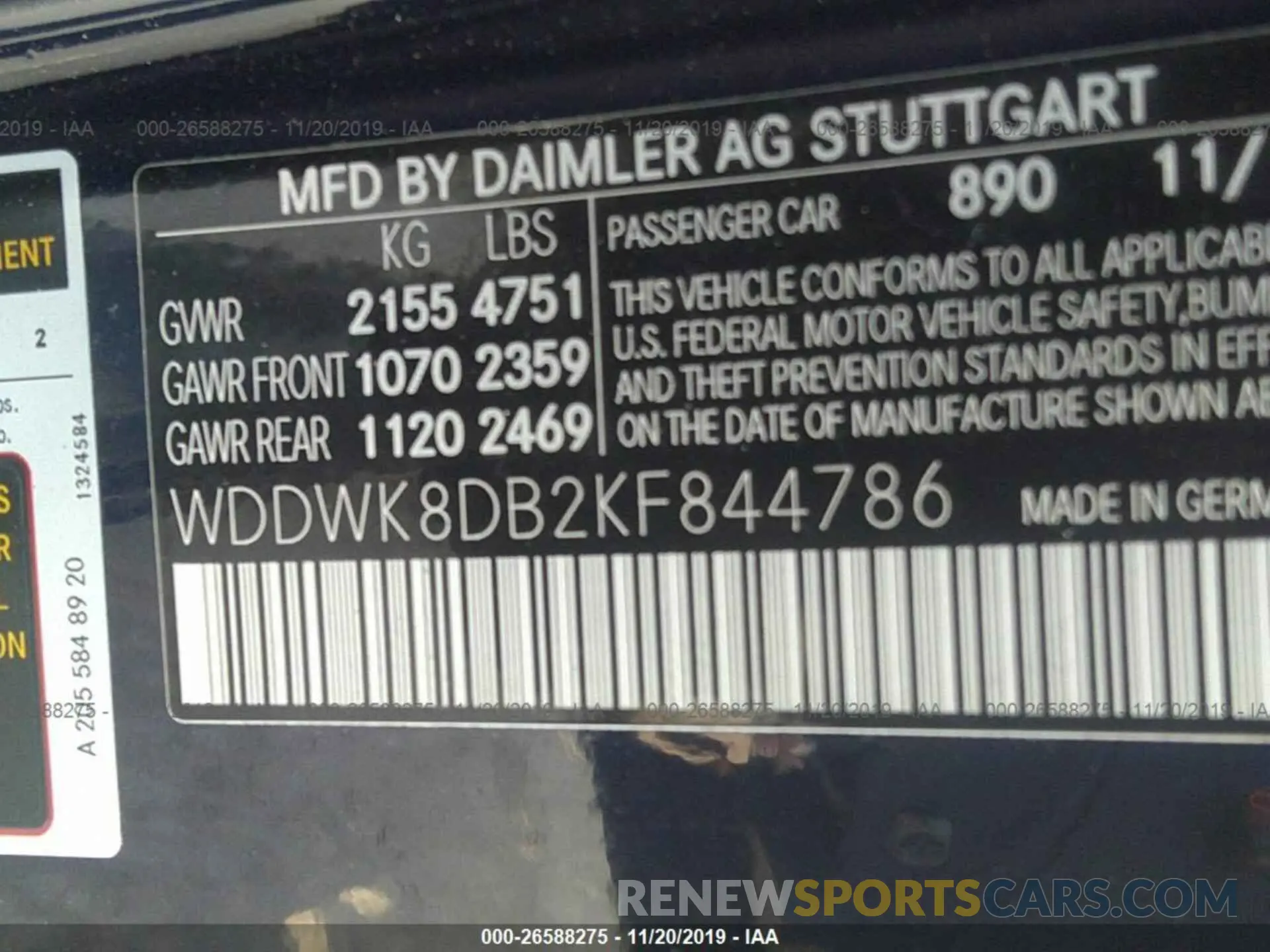 9 Photograph of a damaged car WDDWK8DB2KF844786 MERCEDES-BENZ C 2019