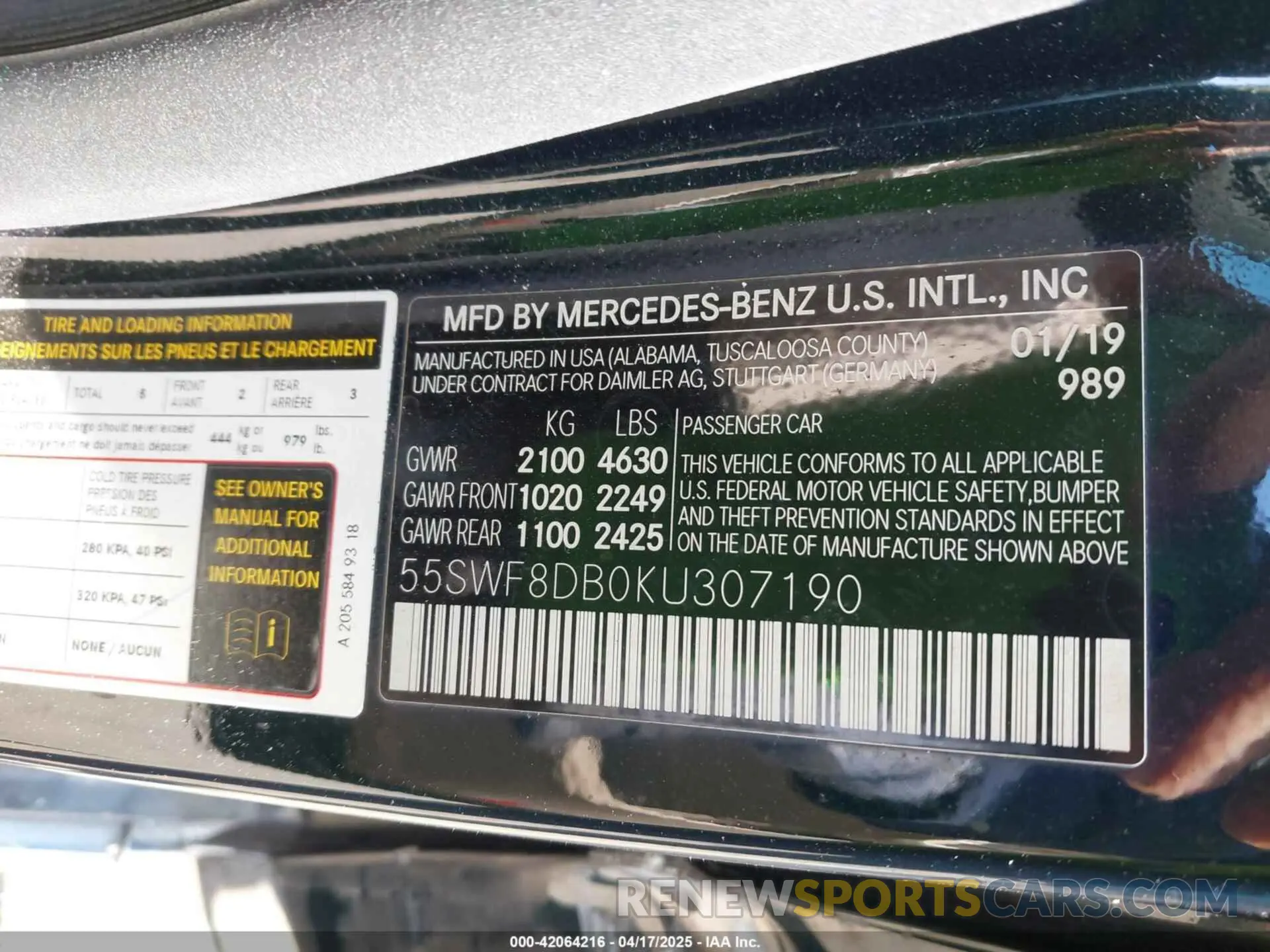 9 Photograph of a damaged car 55SWF8DB0KU307190 MERCEDES-BENZ C 300 2019