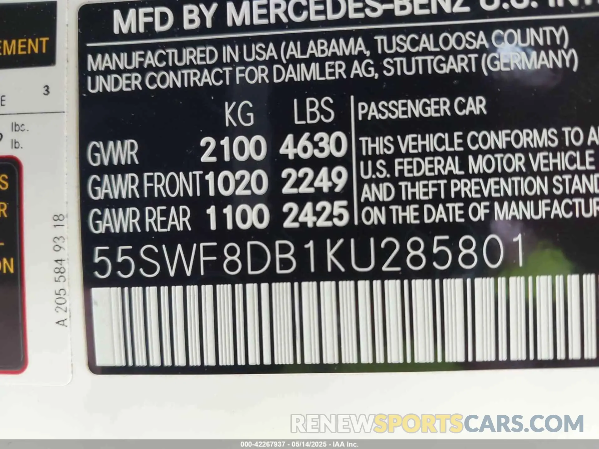 9 Photograph of a damaged car 55SWF8DB1KU285801 MERCEDES-BENZ C 300 2019