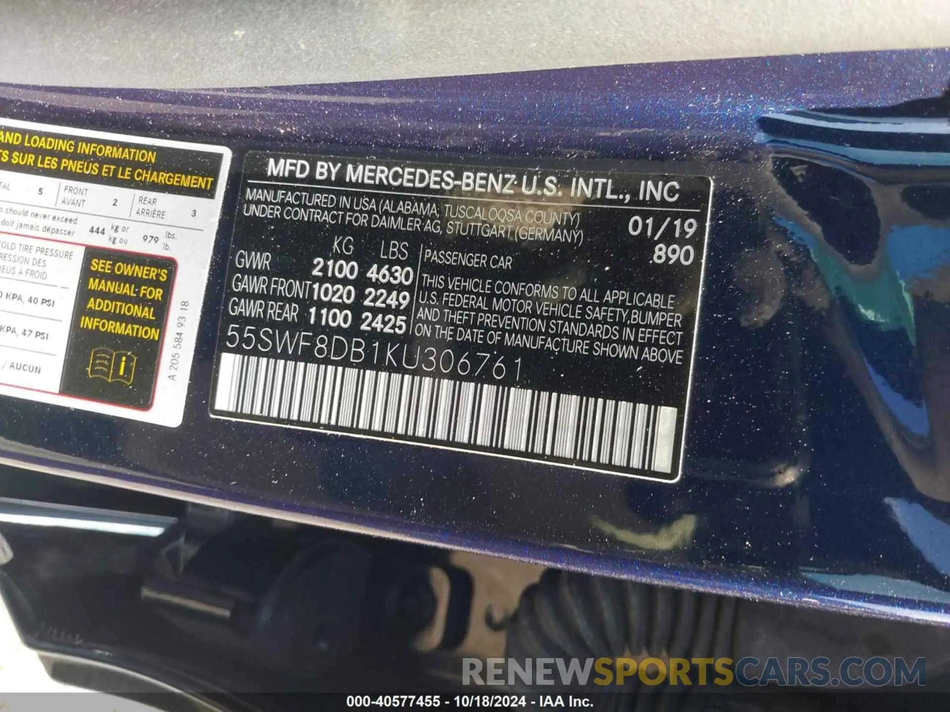 9 Photograph of a damaged car 55SWF8DB1KU306761 MERCEDES-BENZ C 300 2019