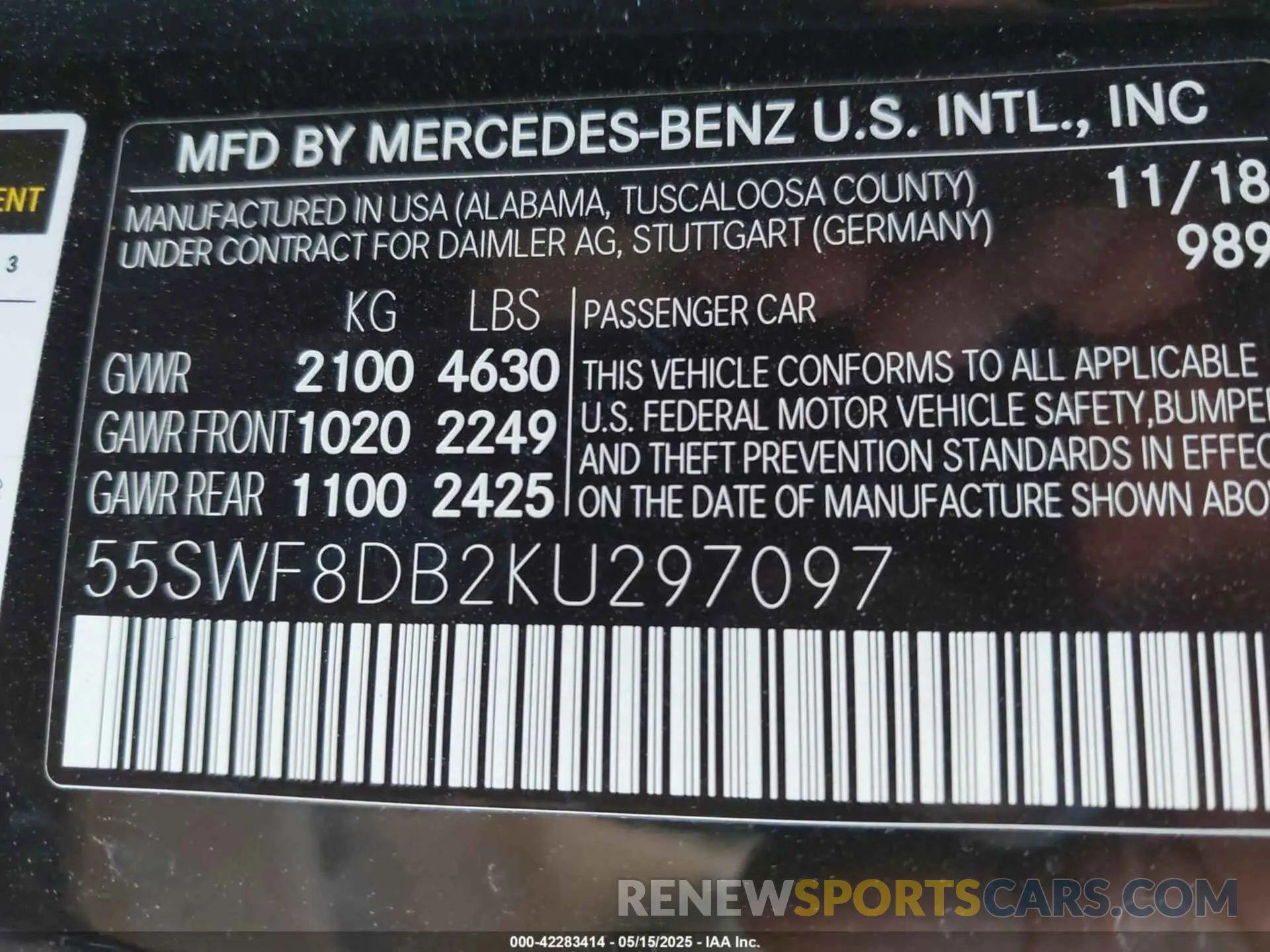 9 Photograph of a damaged car 55SWF8DB2KU297097 MERCEDES-BENZ C 300 2019