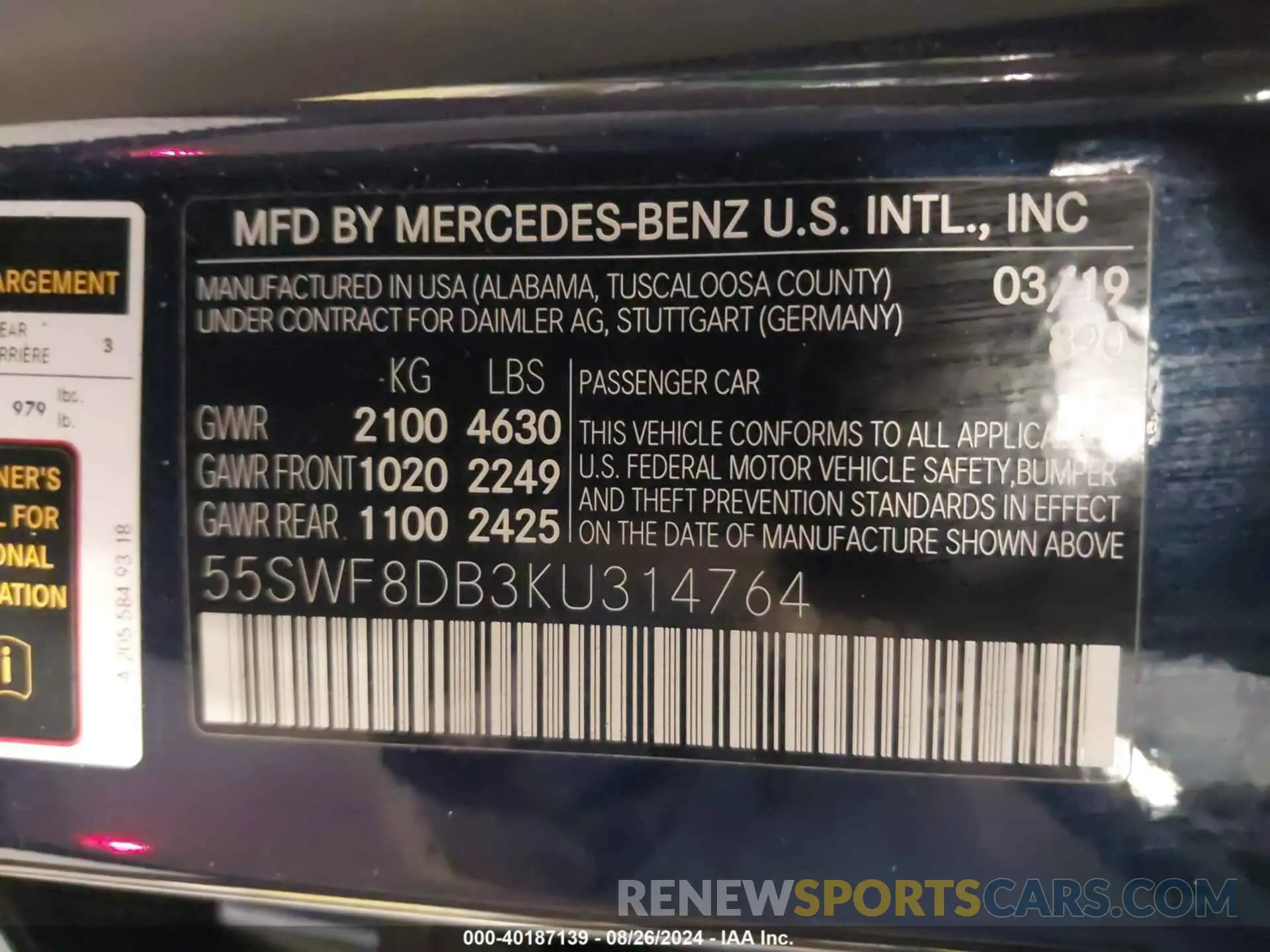 9 Photograph of a damaged car 55SWF8DB3KU314764 MERCEDES-BENZ C 300 2019