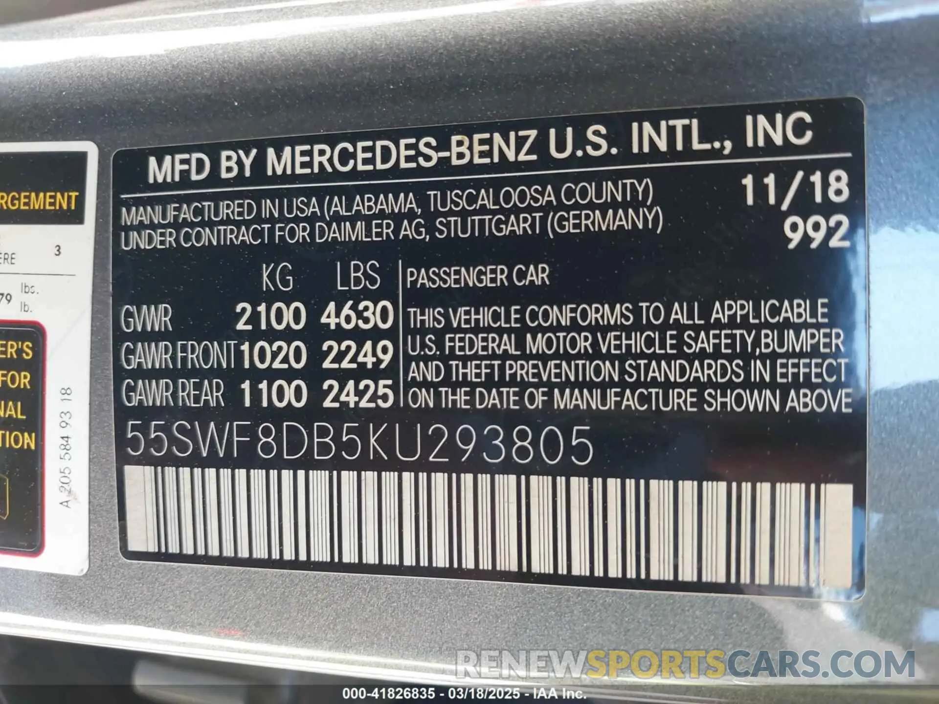 9 Photograph of a damaged car 55SWF8DB5KU293805 MERCEDES-BENZ C 300 2019