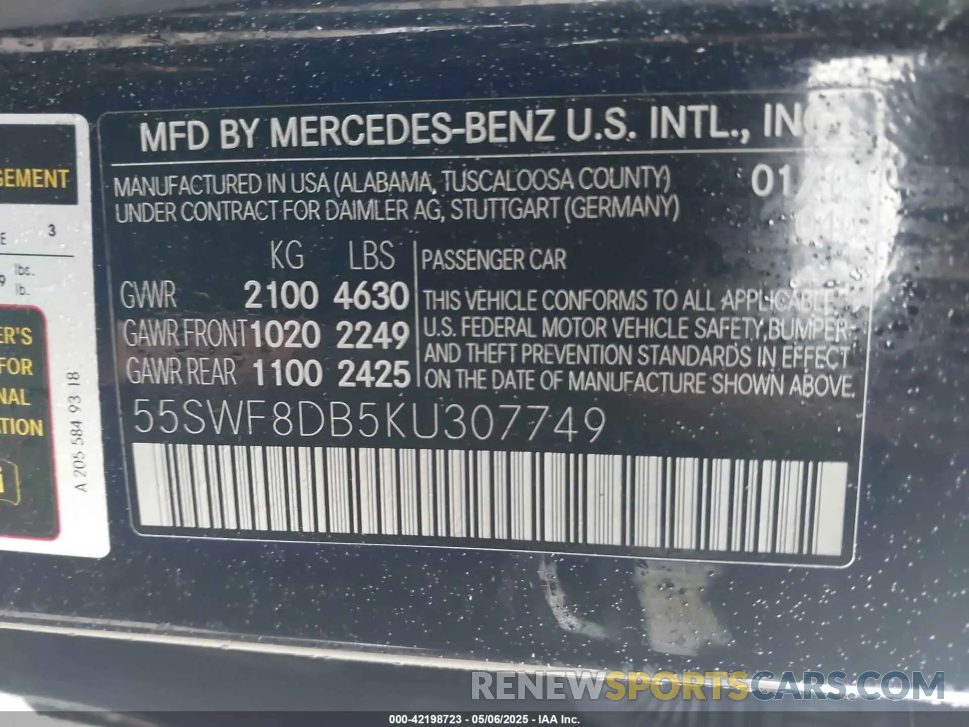 9 Photograph of a damaged car 55SWF8DB5KU307749 MERCEDES-BENZ C 300 2019