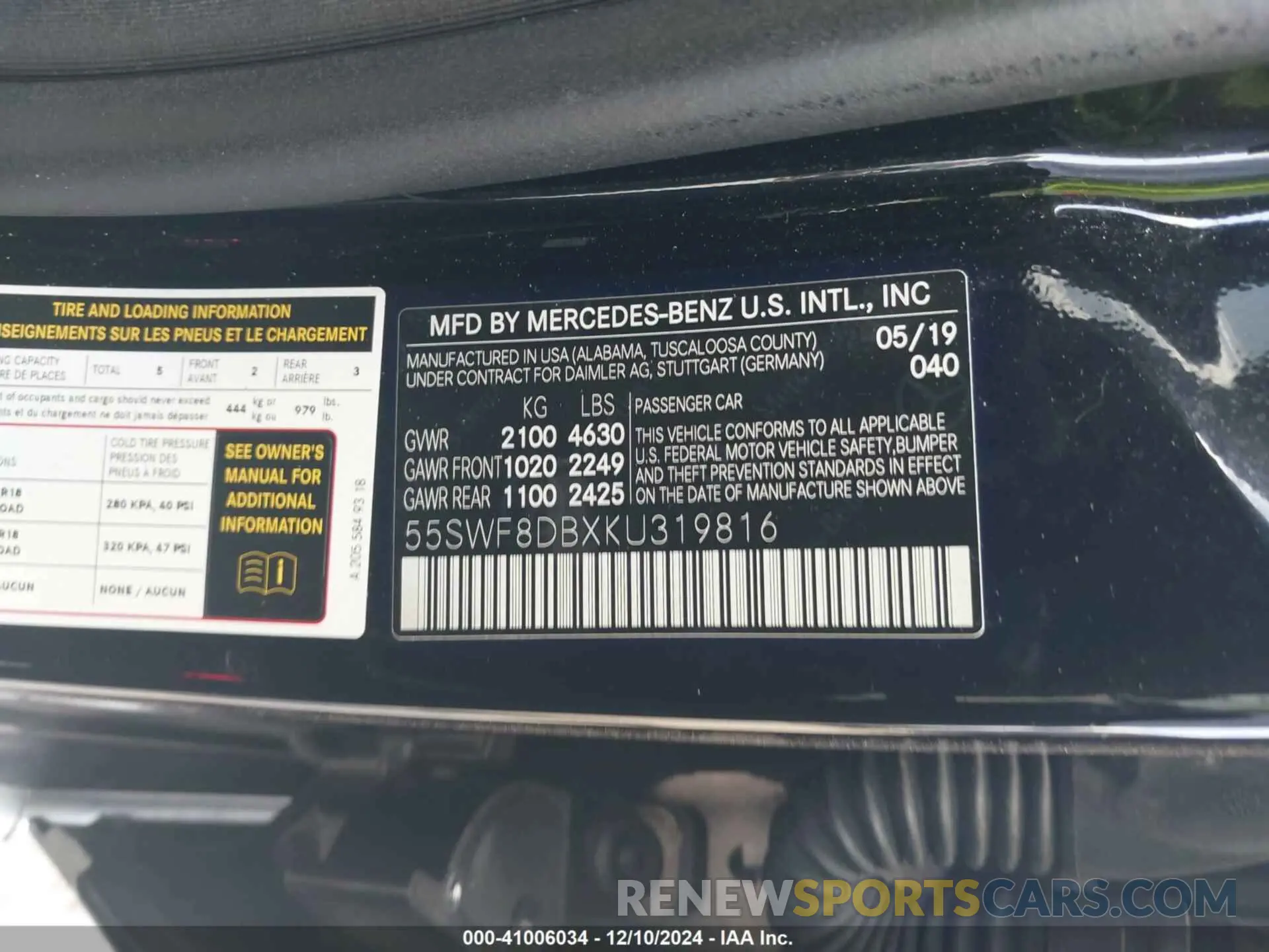 9 Фотография поврежденного автомобиля 55SWF8DBXKU319816 MERCEDES-BENZ C 300 2019