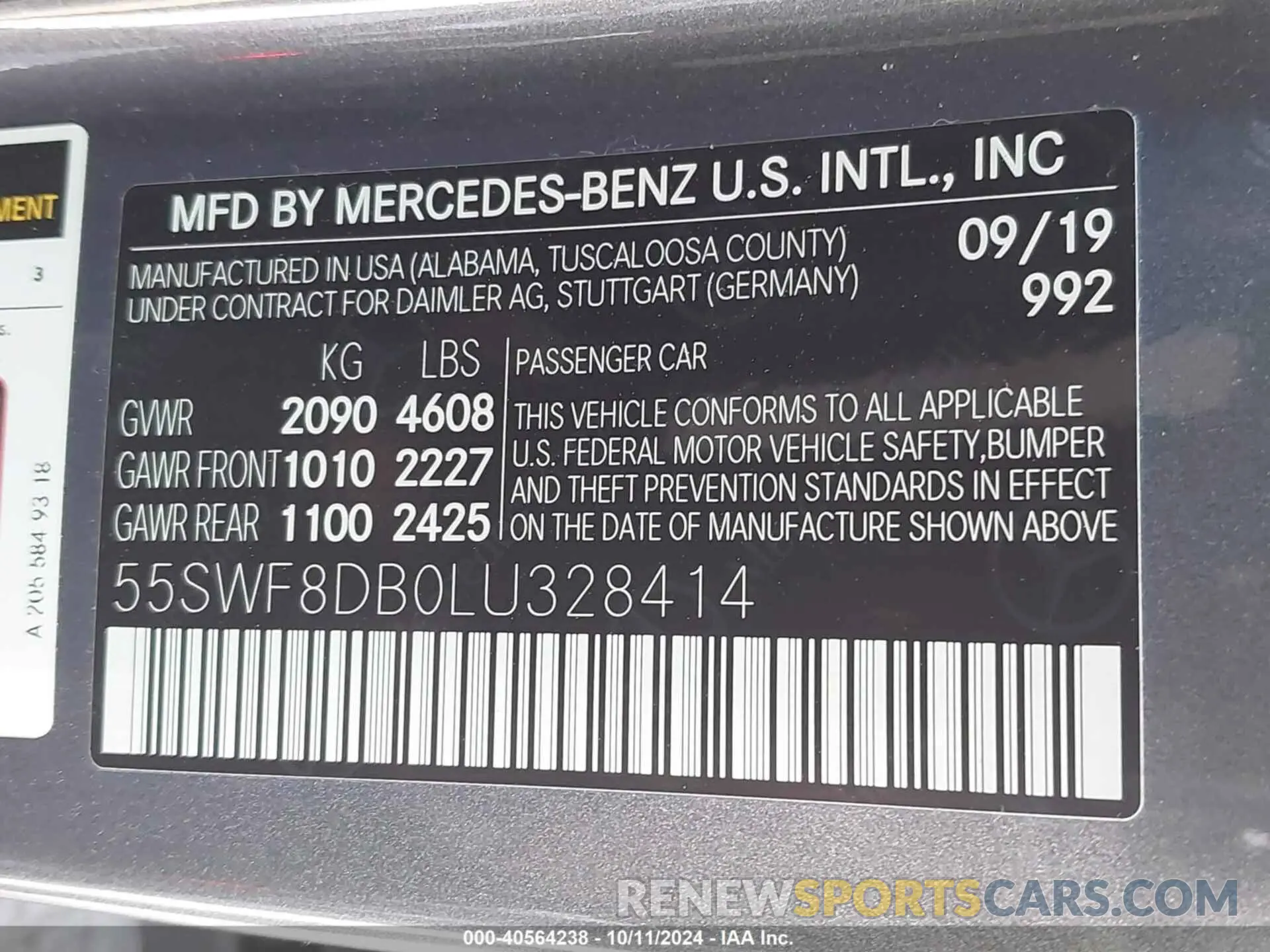 9 Фотография поврежденного автомобиля 55SWF8DB0LU328414 MERCEDES-BENZ C 300 2020