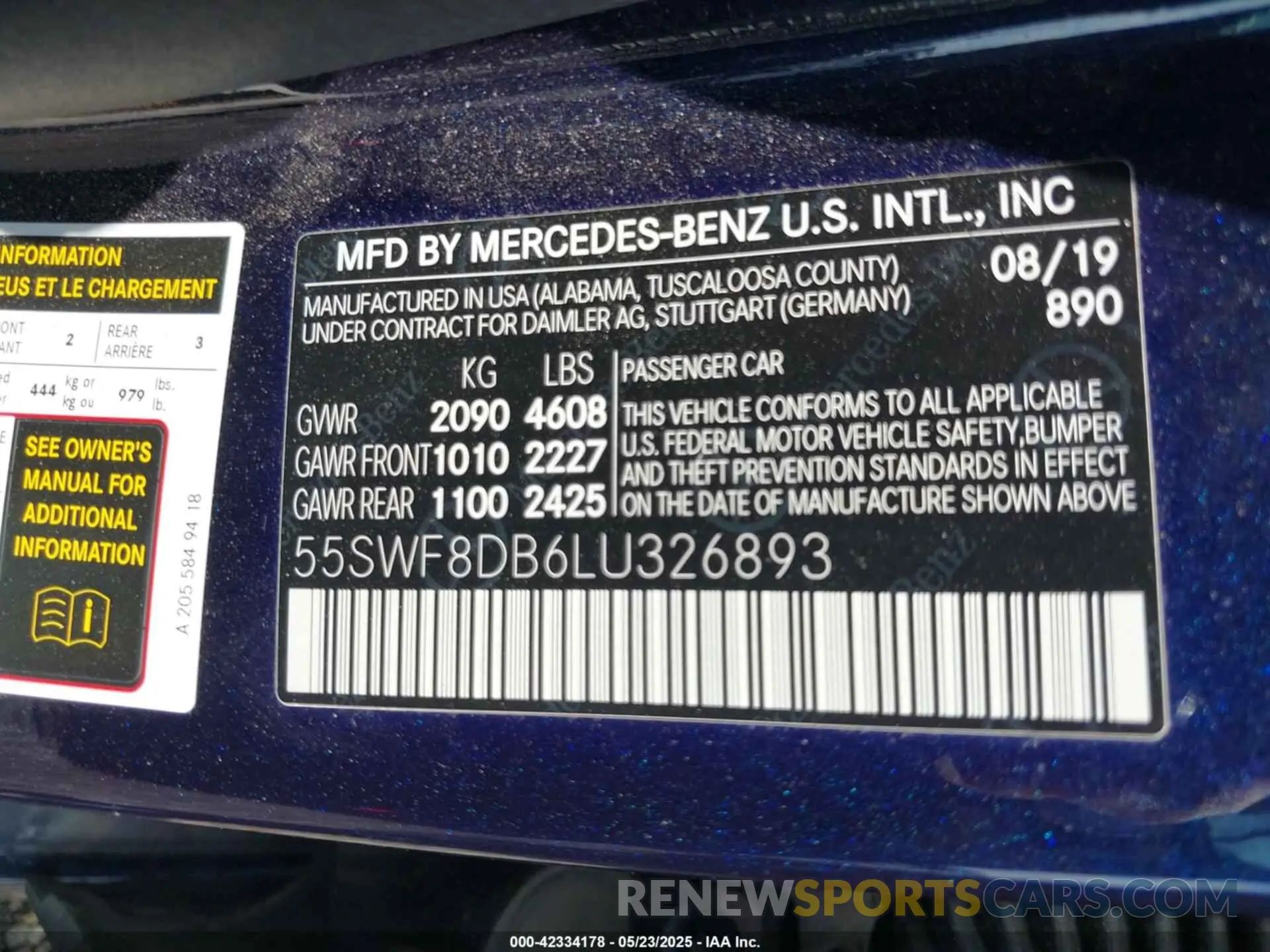 9 Фотография поврежденного автомобиля 55SWF8DB6LU326893 MERCEDES-BENZ C 300 2020