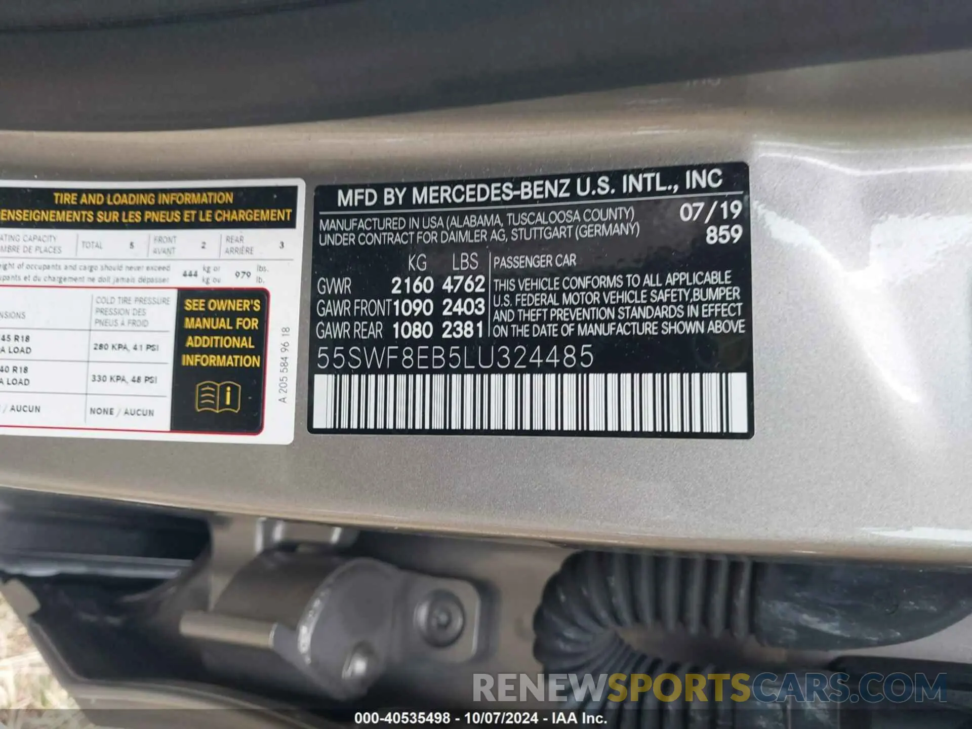 9 Фотография поврежденного автомобиля 55SWF8EB5LU324485 MERCEDES-BENZ C 300 2020