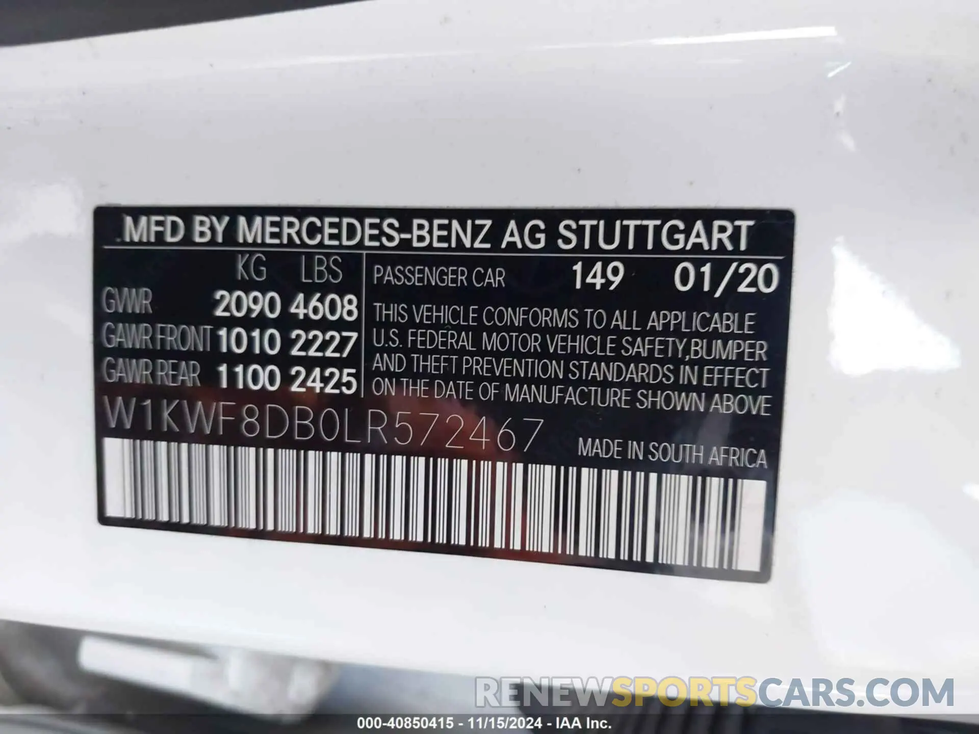 9 Photograph of a damaged car W1KWF8DB0LR572467 MERCEDES-BENZ C 300 2020