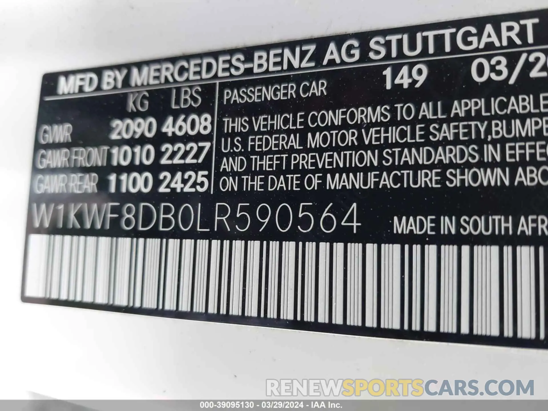 9 Фотография поврежденного автомобиля W1KWF8DB0LR590564 MERCEDES-BENZ C 300 2020